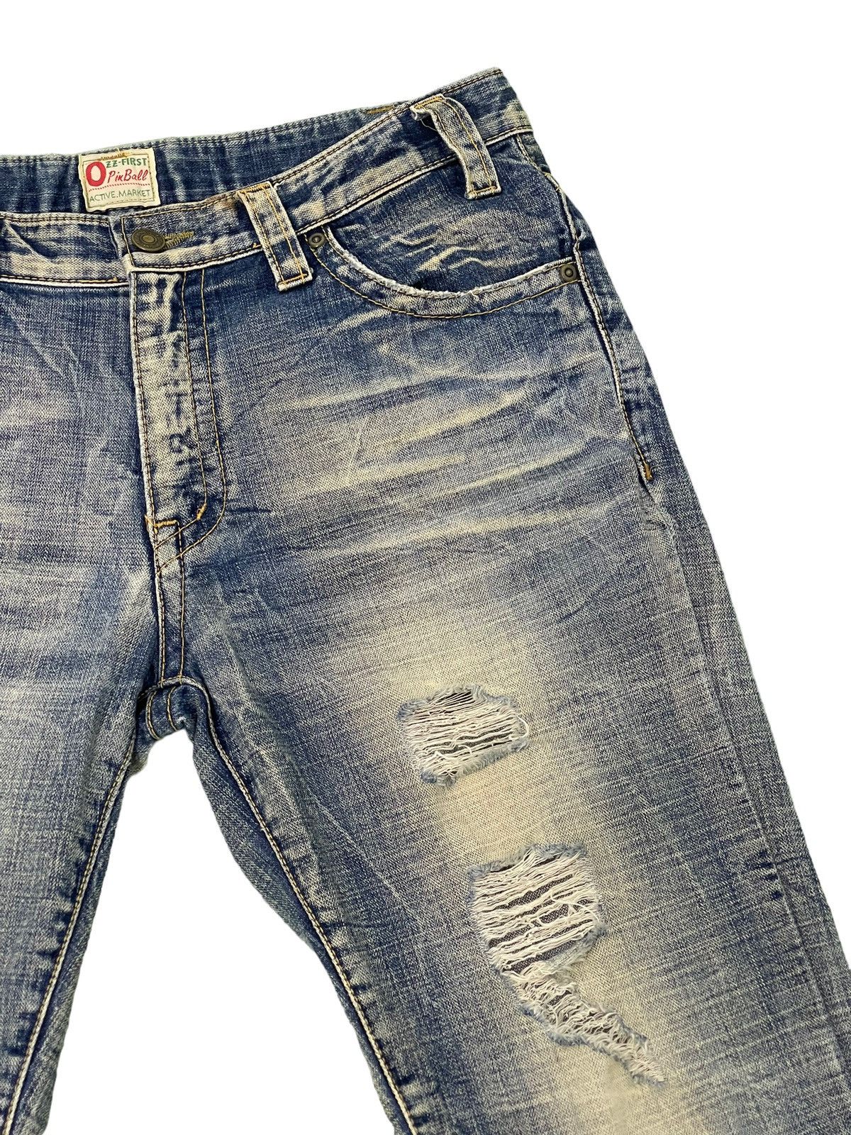 Japanese Brand Flare Jeans Ozz Pinball Distress Acid Wash Low Rise 3🟦6 Size US 32 / EU 48 - 9 Thumbnail