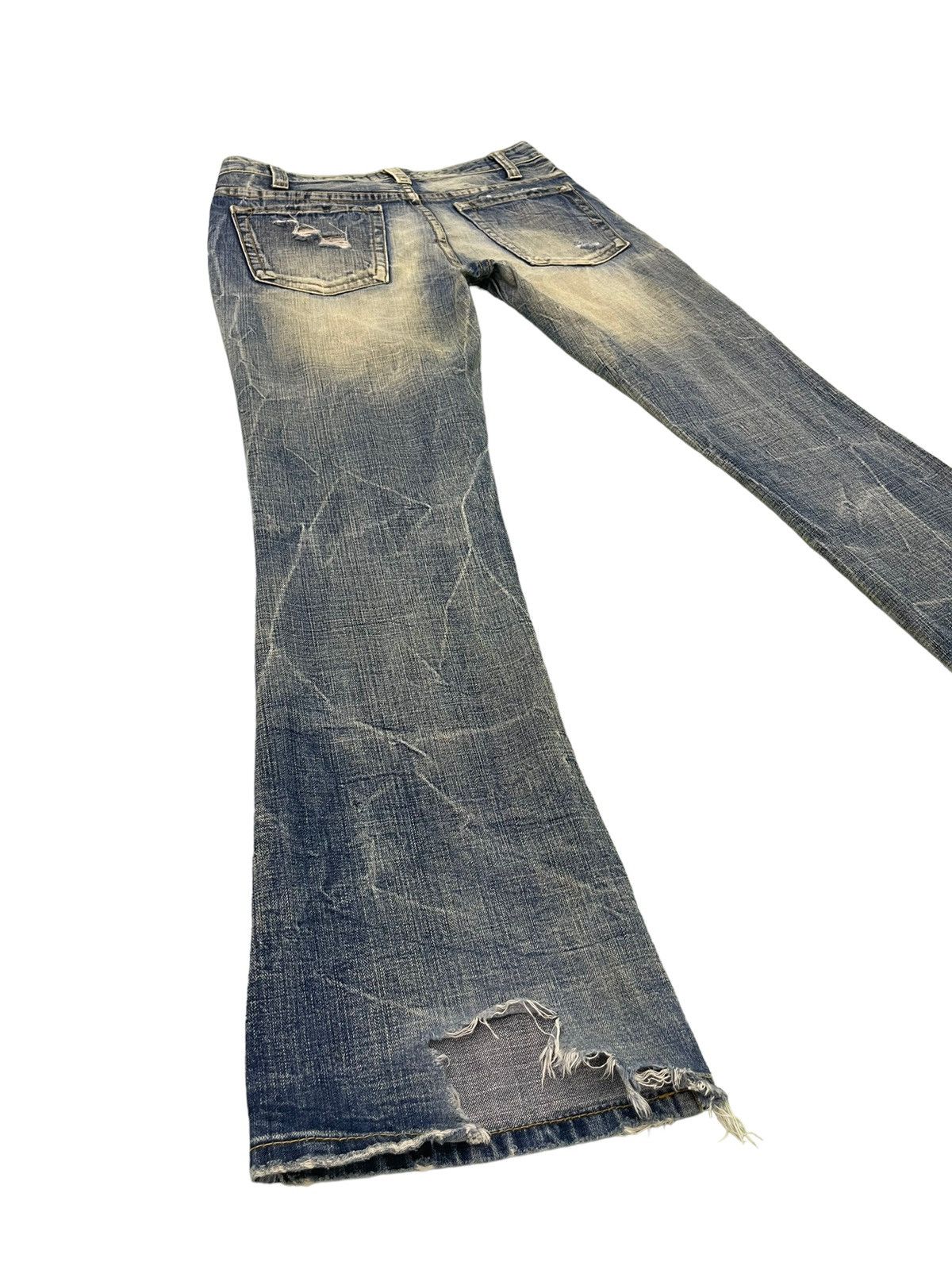 Japanese Brand Flare Jeans Ozz Pinball Distress Acid Wash Low Rise 3🟦6 Size US 32 / EU 48 - 12 Thumbnail