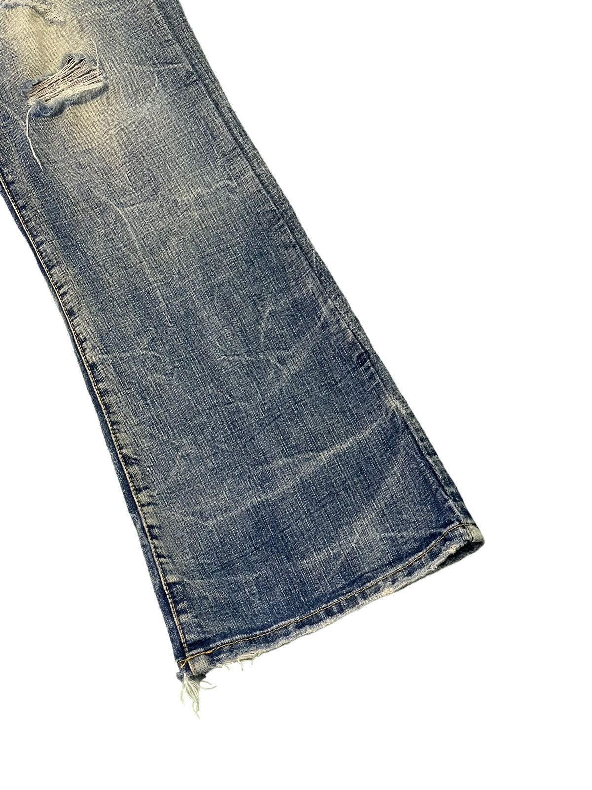 Japanese Brand Flare Jeans Ozz Pinball Distress Acid Wash Low Rise 3🟦6 Size US 32 / EU 48 - 4 Thumbnail