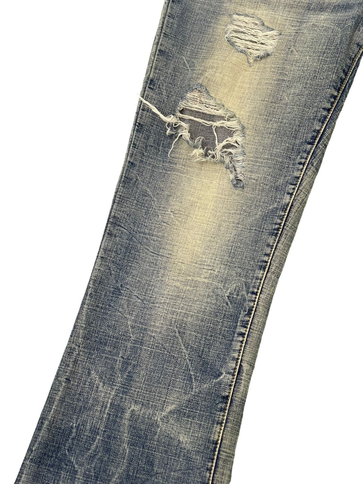 Japanese Brand Flare Jeans Ozz Pinball Distress Acid Wash Low Rise 3🟦6 Size US 32 / EU 48 - 6 Thumbnail
