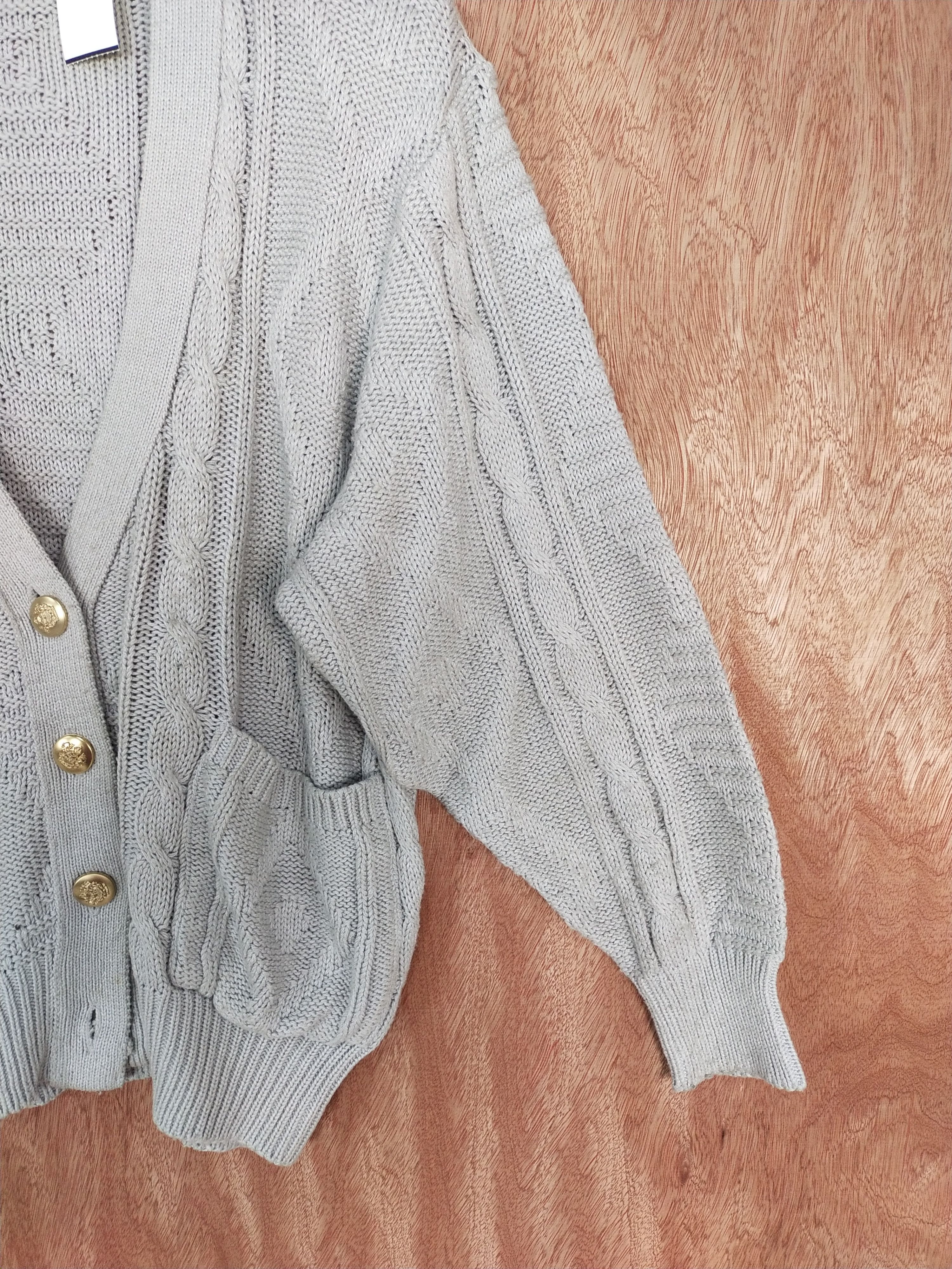 Vintage Miki jovial gray cardigan aran isle cable knitwear #S070 Size US M / EU 48-50 / 2 - 5 Thumbnail
