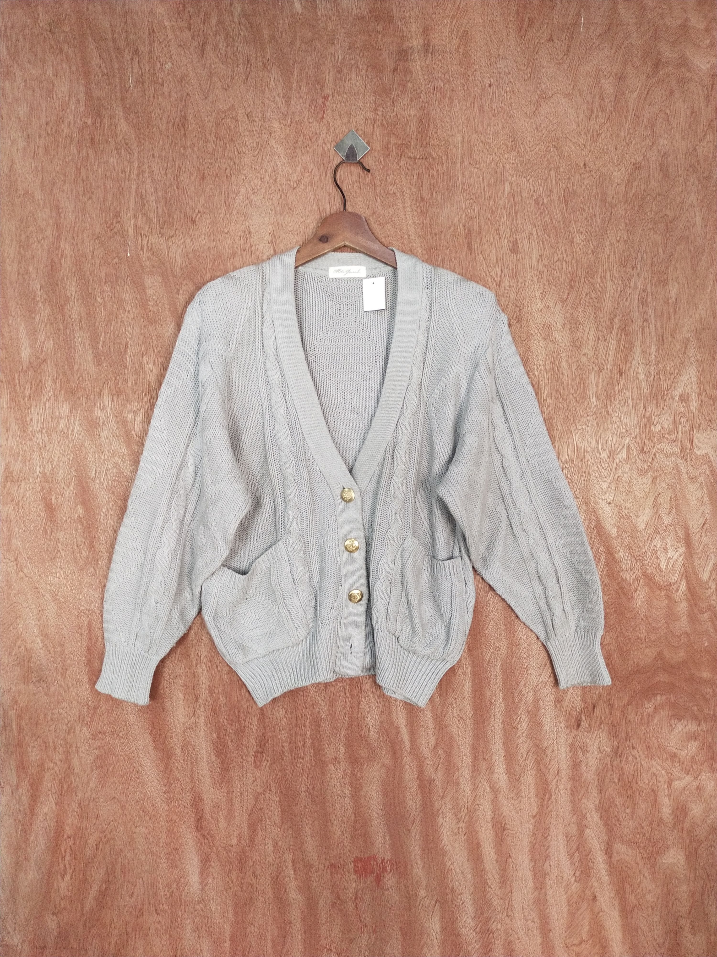 Vintage Miki jovial gray cardigan aran isle cable knitwear #S070 Size US M / EU 48-50 / 2 - 1 Thumbnail