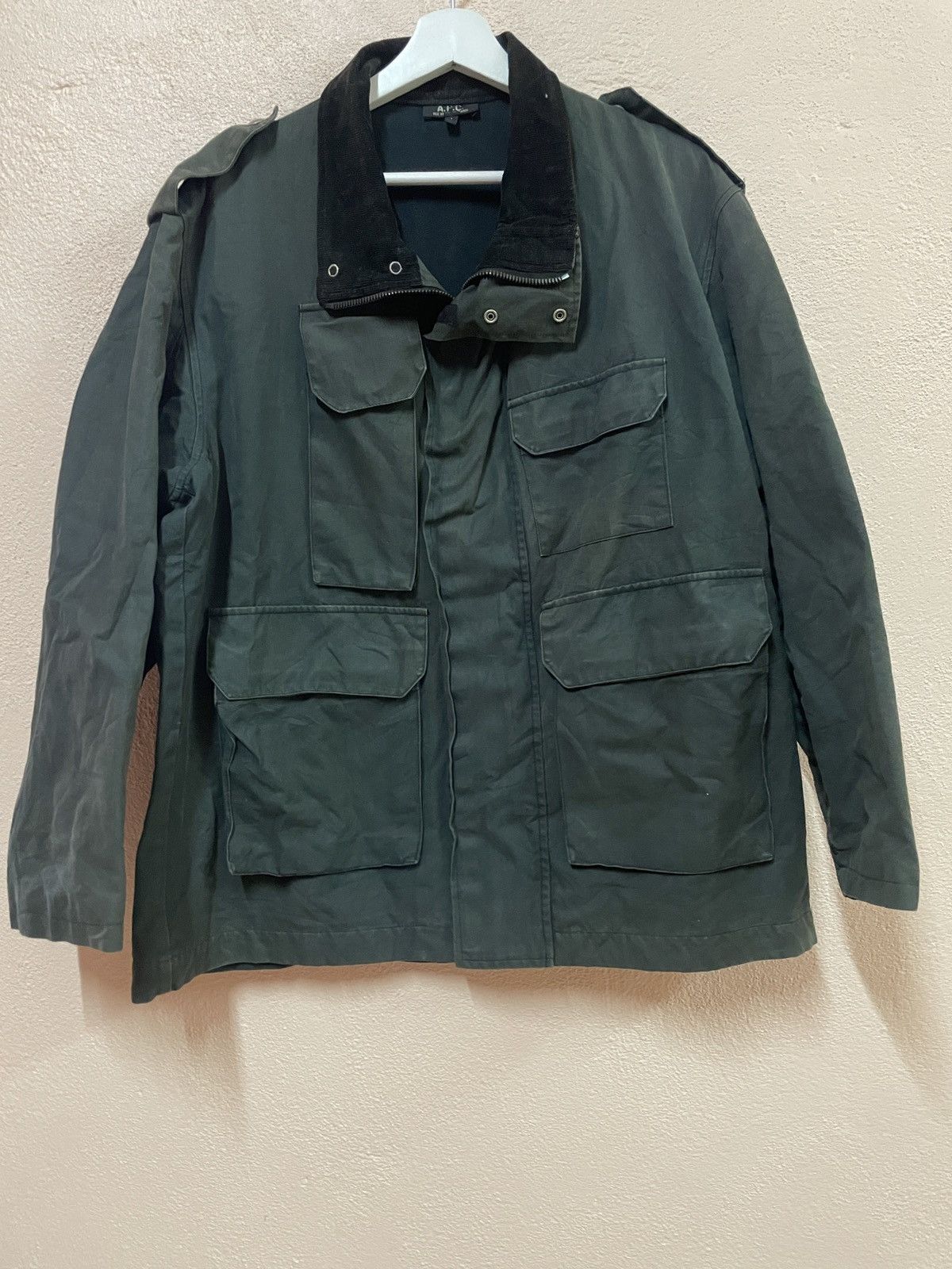 image of A P C France Designer Military Tactical Jacket Menswear in Military Black, Men's (Size Large)