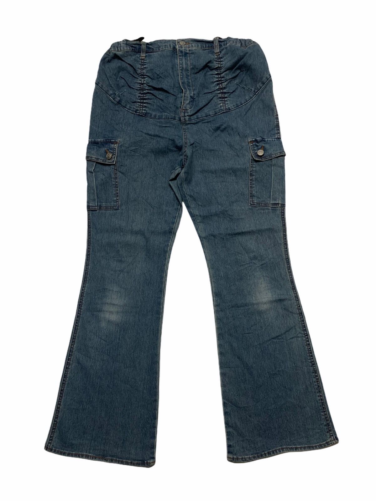 image of Flare Pant Bootcut Denim Cargo Pant in Blue Denim, Men's (Size 32)