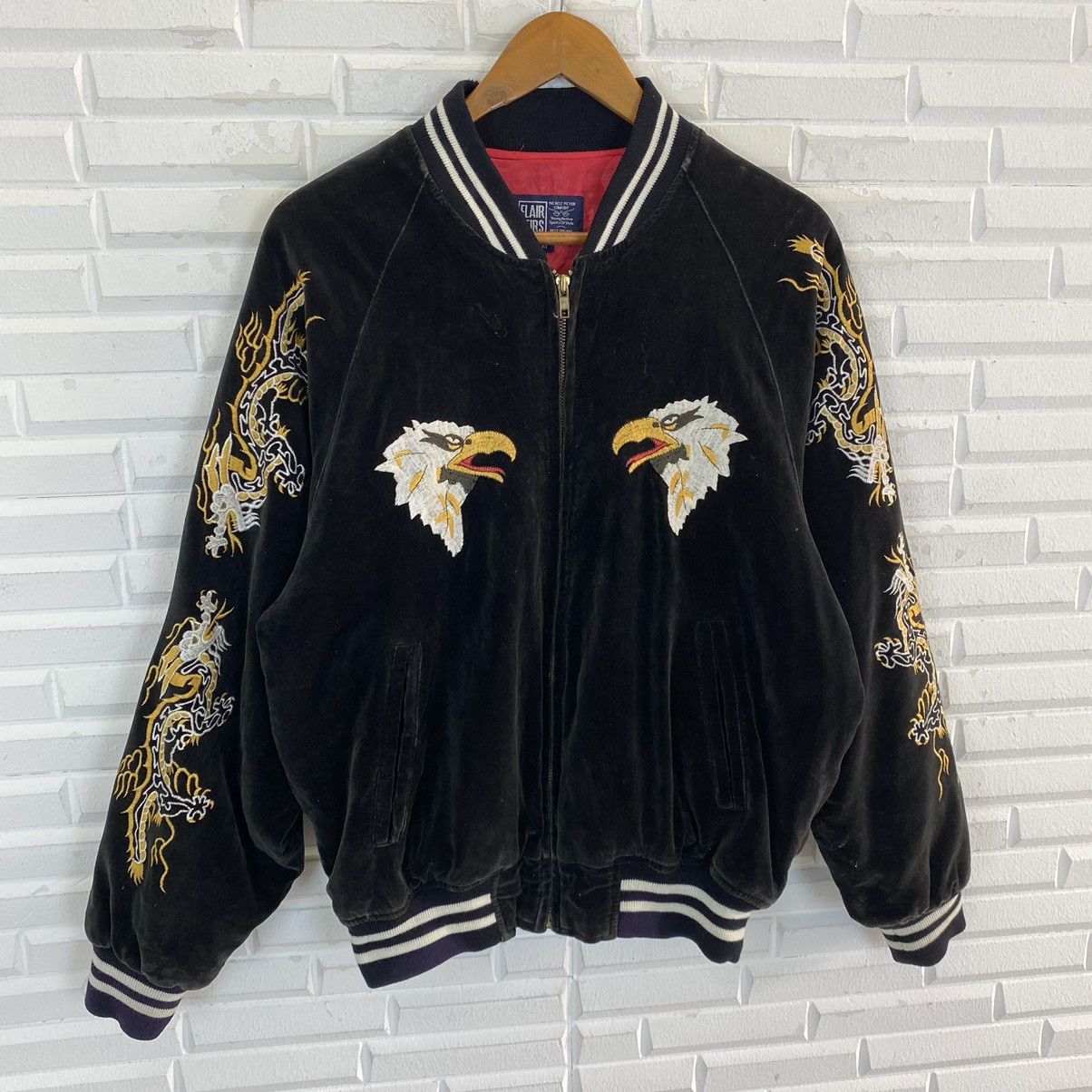 Japanese Brand ✨SUKAJAN VELVET EMBROIDERED LOGO JACKET Size US M / EU 48-50 / 2 - 3 Thumbnail