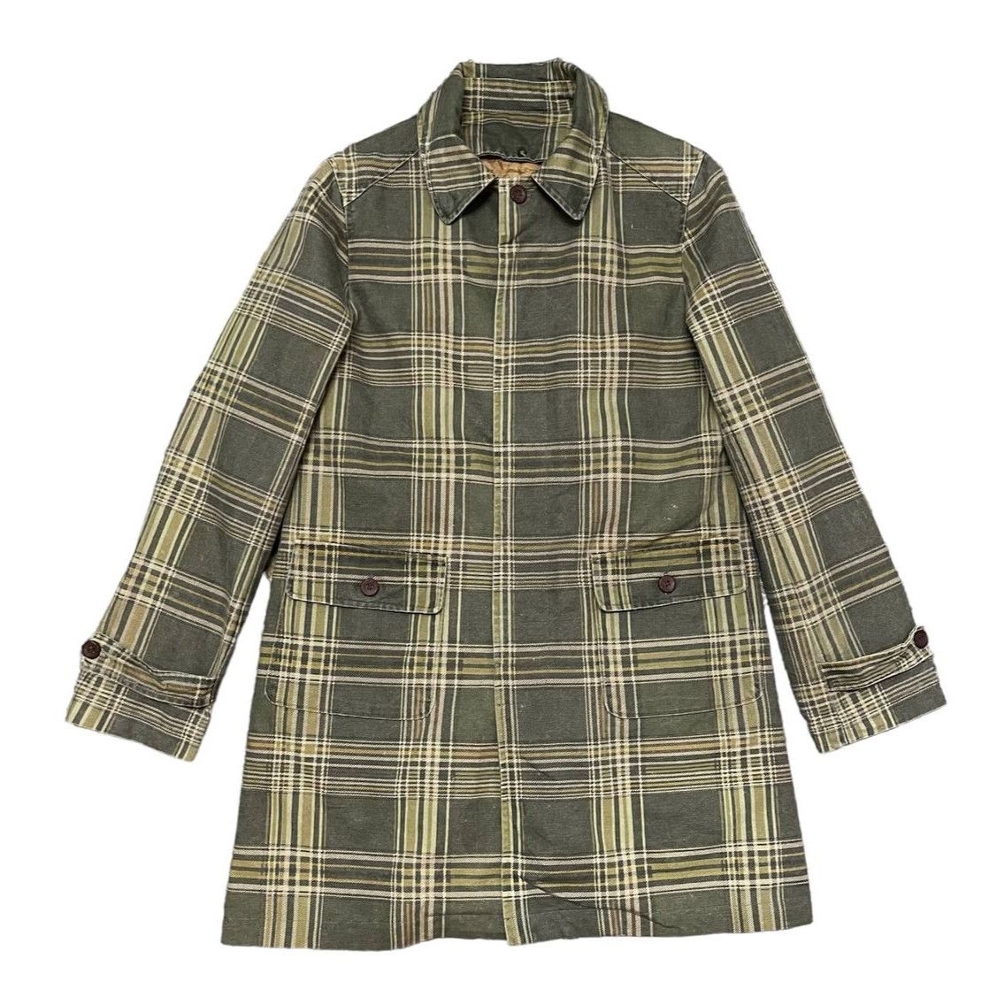 Japanese Brand Vintage Japanese Brand Tartan Plaid Over Coat Jacket Size US M / EU 48-50 / 2 - 1 Thumbnail
