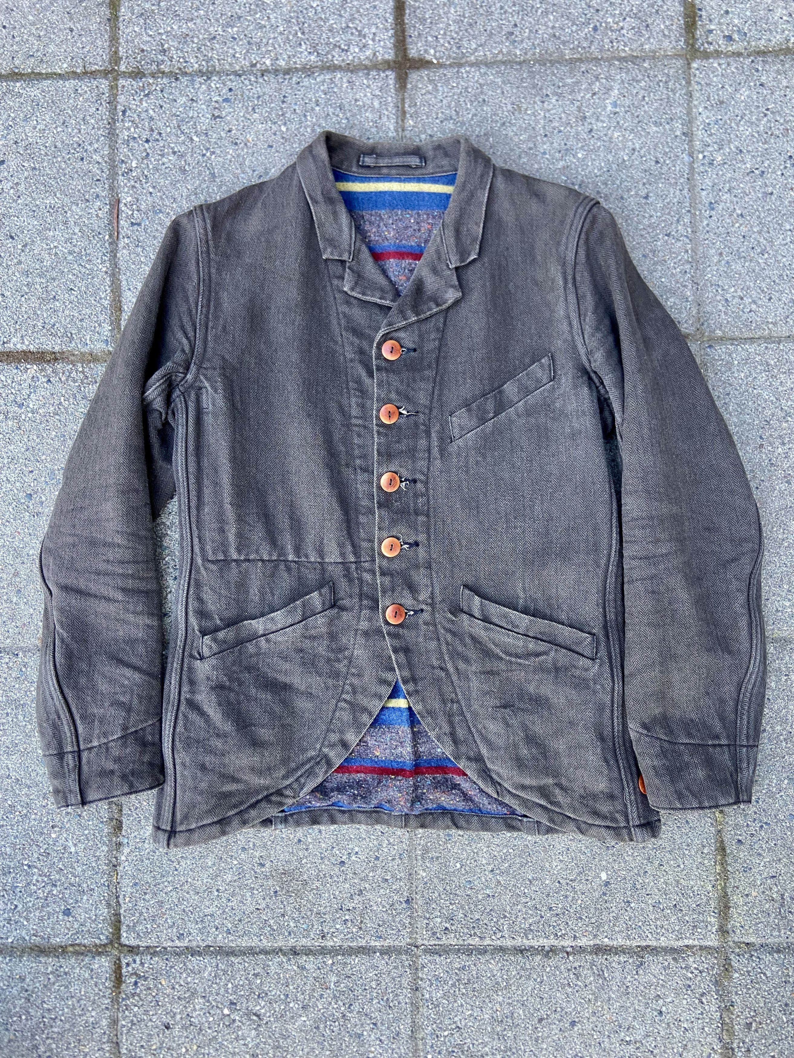 Mister Freedom x Sugar Cane Faro Sack Coat HBT Grey Black 36