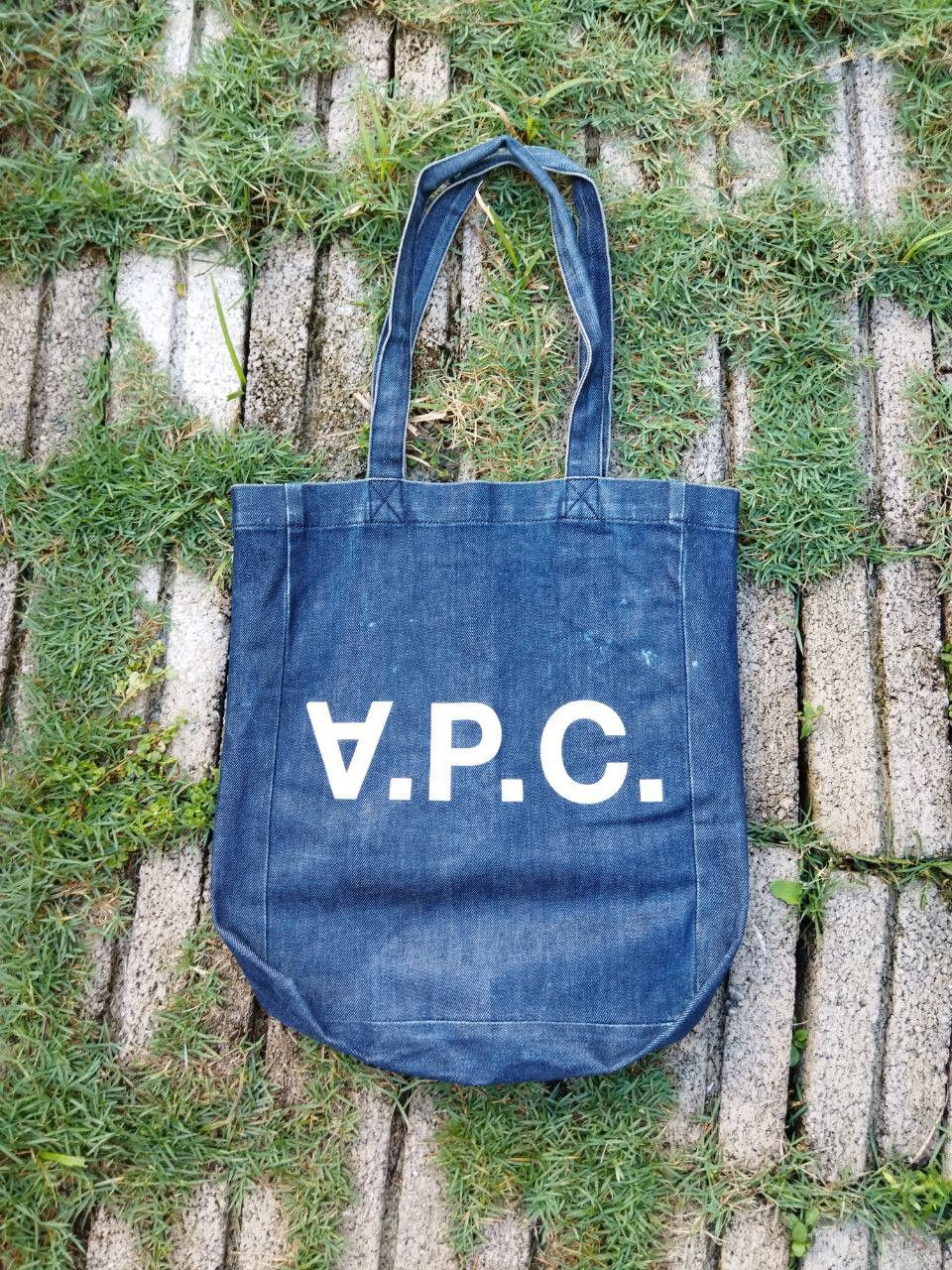 A P C Denim Tote Bag in Blue, Men's