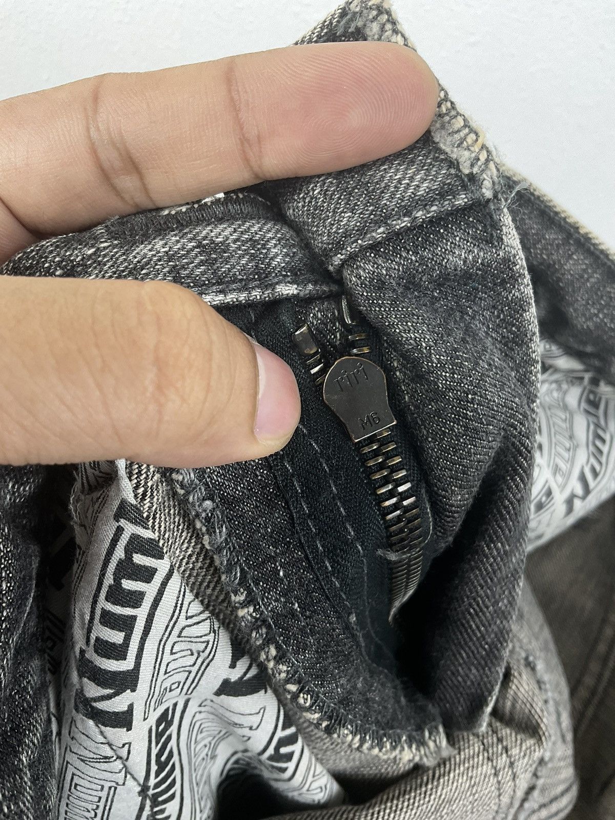Number (N)ine Number (N)ine F/W'04 Love & Peace Patchwork Distressed Denim Size US 30 / EU 46 - 13 Thumbnail