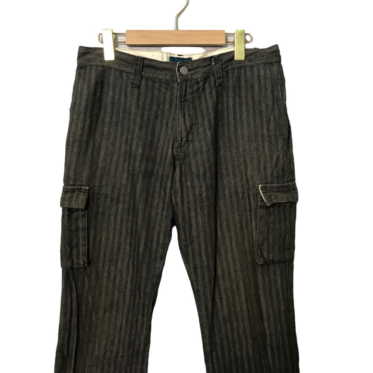 RAGEBLUE Vintage Rageblue Striped 6 Pocket Faded Cargo Pants W32 Size US 32 / EU 48 - 2 Thumbnail