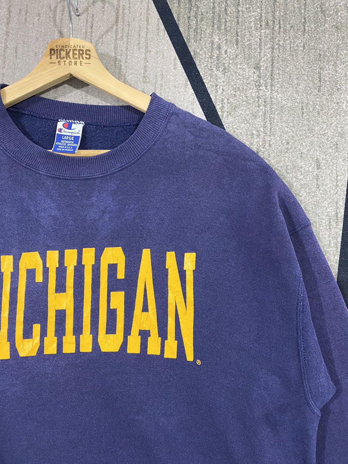 Champion Vintage 90s Champion Michigan Spellout Pullover Navy Large Size US L / EU 52-54 / 3 - 4 Thumbnail