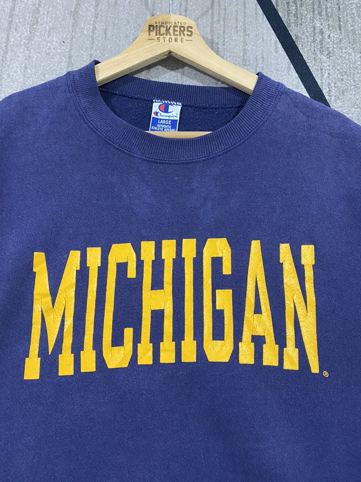 Champion Vintage 90s Champion Michigan Spellout Pullover Navy Large Size US L / EU 52-54 / 3 - 3 Thumbnail