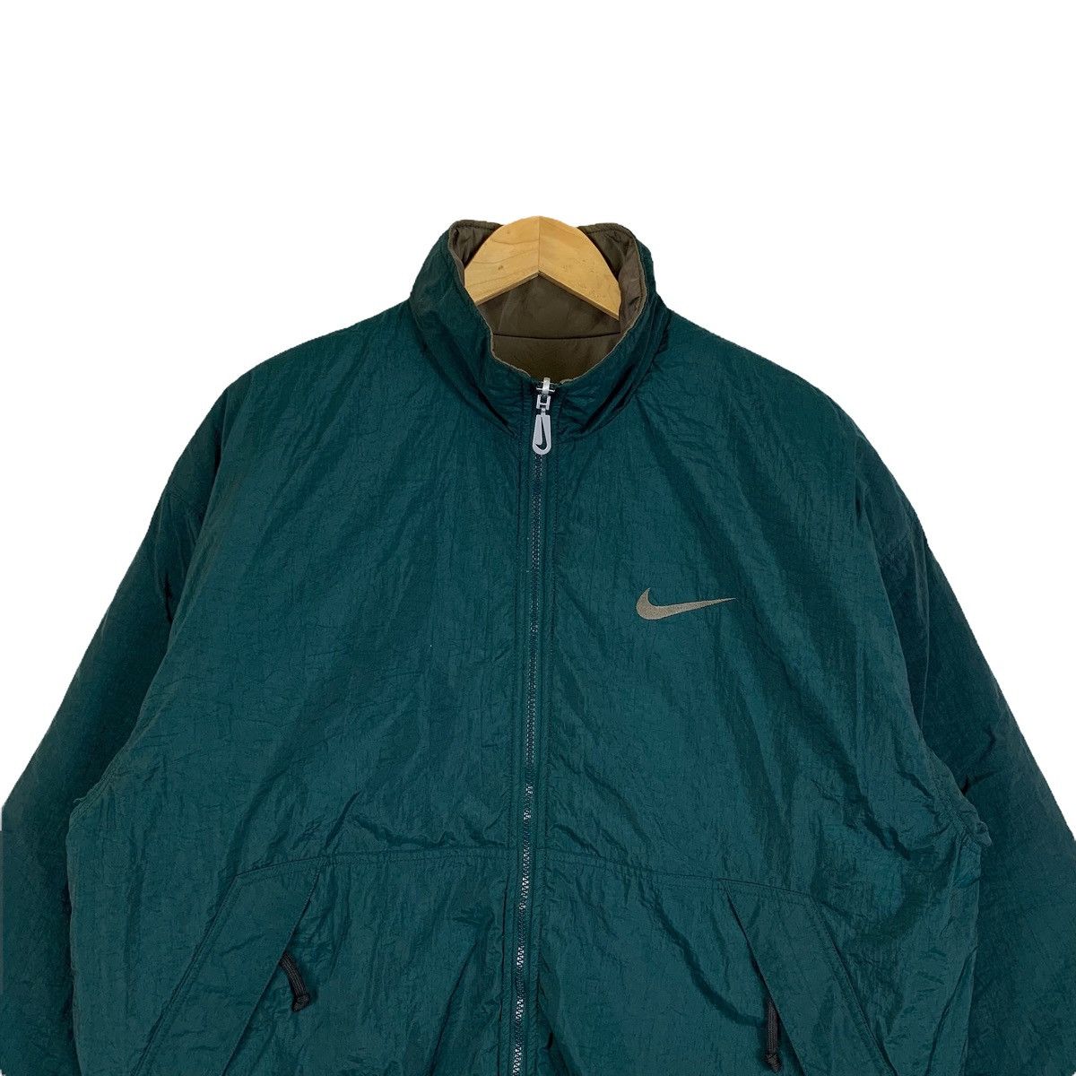 Nike × Vintage Vintage 90s NIKE Swoosh Sportswear Zipper Reversible Jacket Size US L / EU 52-54 / 3 - 8 Thumbnail