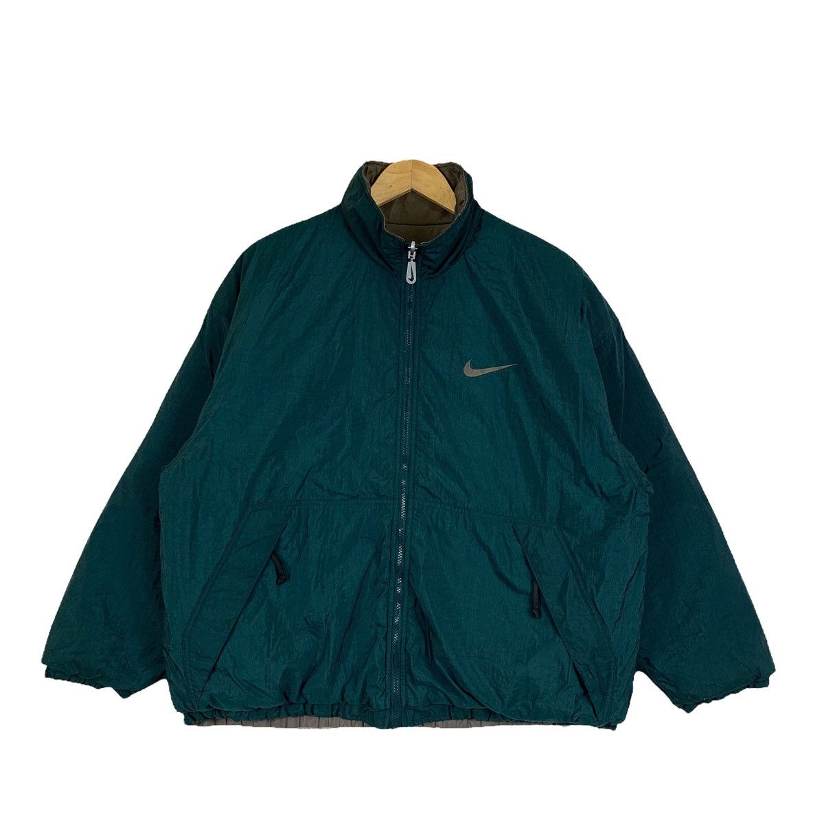 Nike × Vintage Vintage 90s NIKE Swoosh Sportswear Zipper Reversible Jacket Size US L / EU 52-54 / 3 - 3 Thumbnail