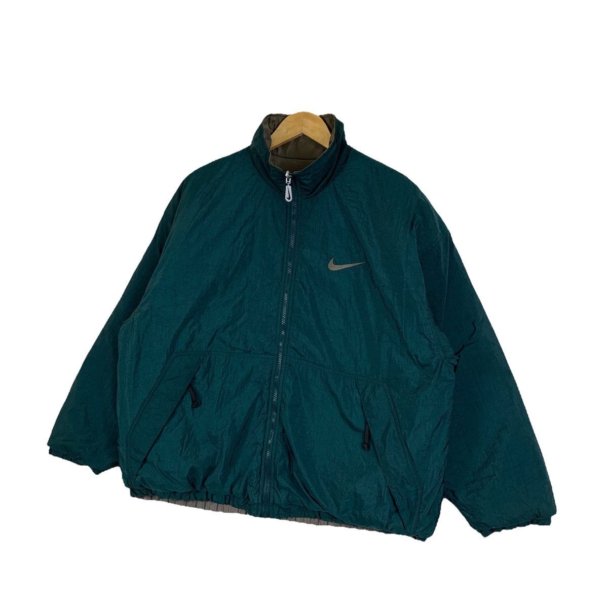 Nike × Vintage Vintage 90s NIKE Swoosh Sportswear Zipper Reversible Jacket Size US L / EU 52-54 / 3 - 6 Thumbnail
