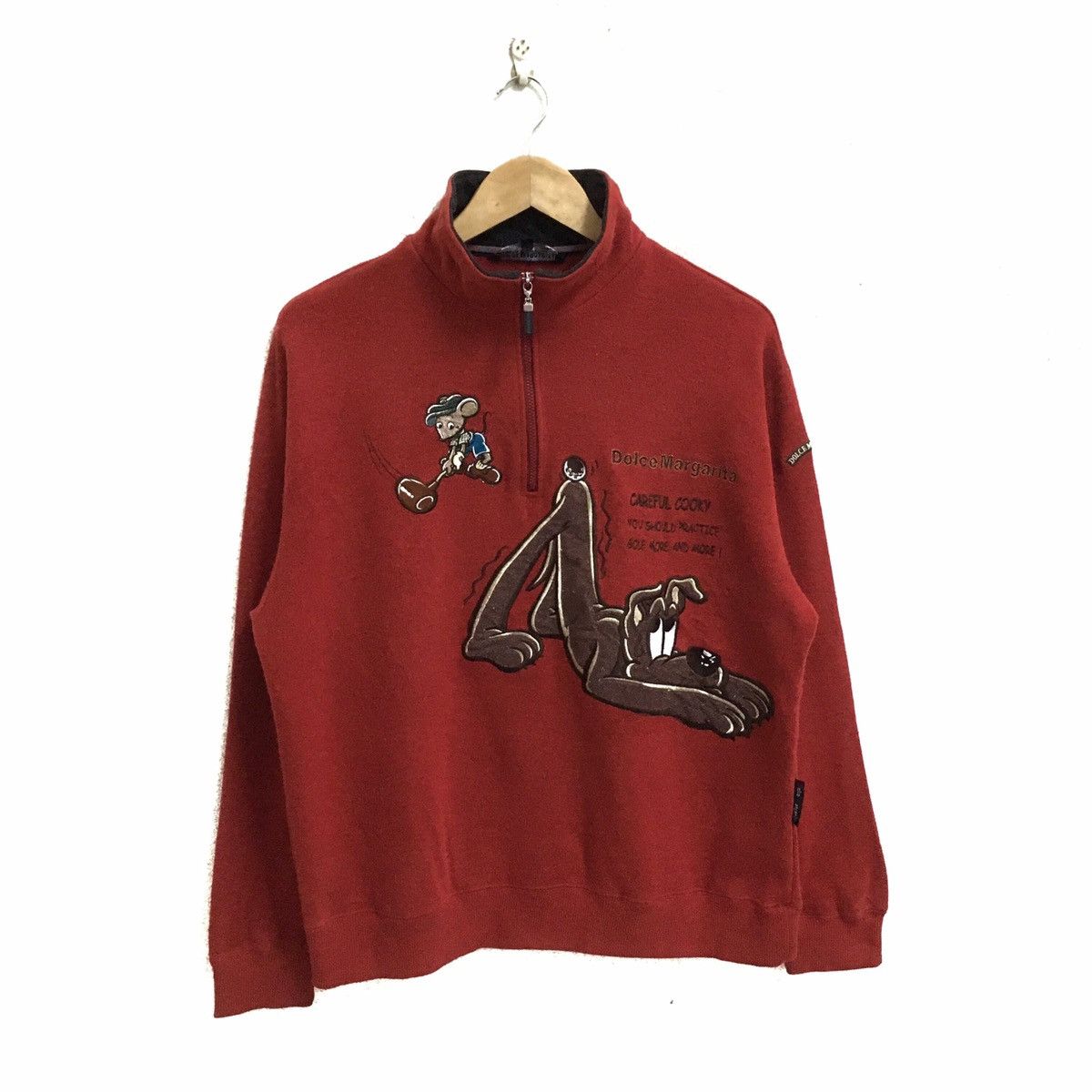 image of Vintage Dolce Margarita Golf Italy Sweatshirts Pullover in Burgundy, Men's (Size Large)