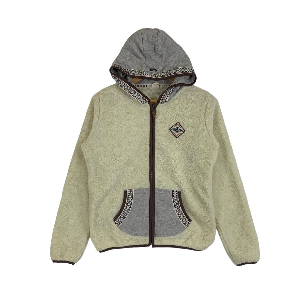 Vintage ROXY Surf Hawaiian Sportswear Fleece Hoodie Sweater Jacket Size M / US 6-8 / IT 42-44 - 1 Thumbnail