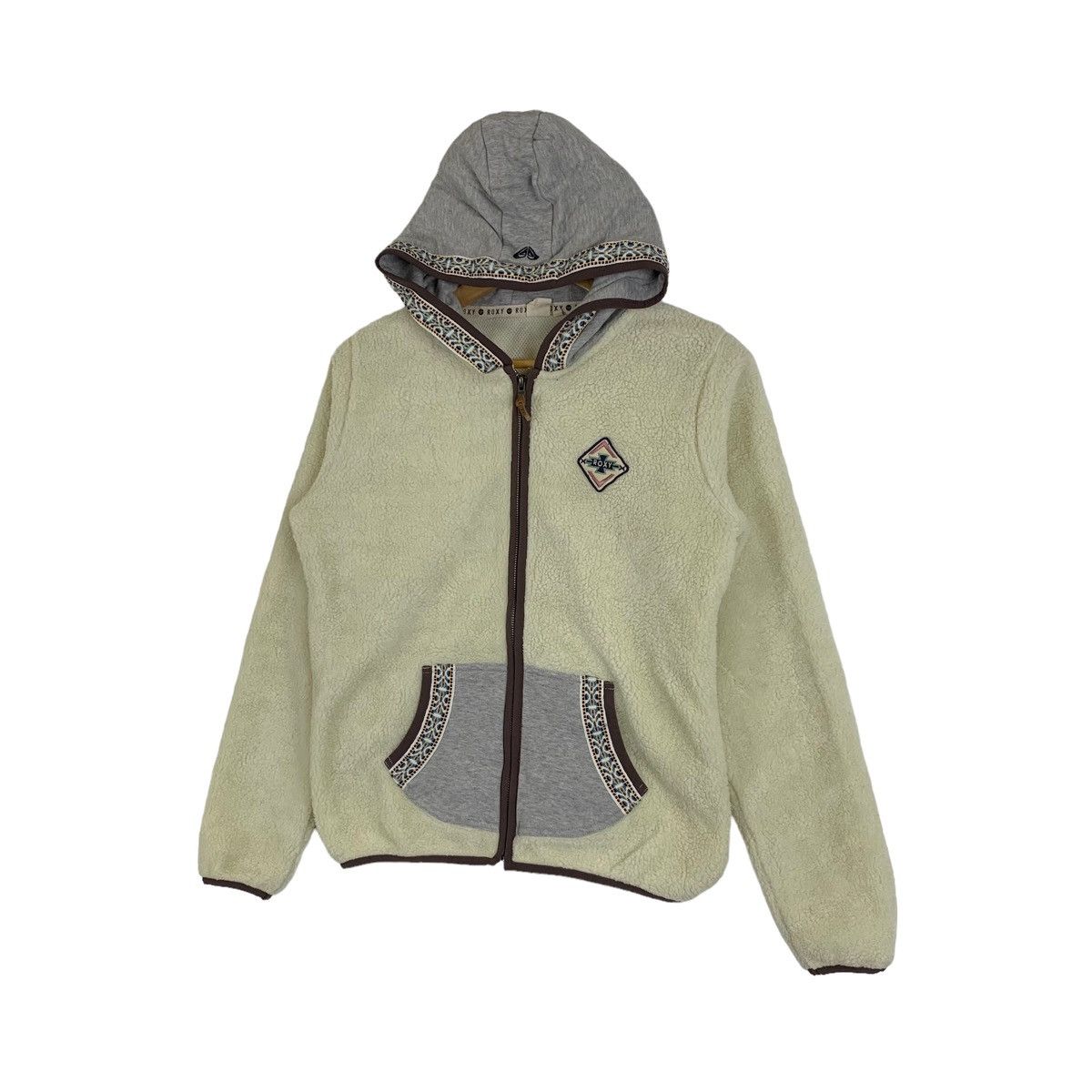 Vintage ROXY Surf Hawaiian Sportswear Fleece Hoodie Sweater Jacket Size M / US 6-8 / IT 42-44 - 4 Thumbnail