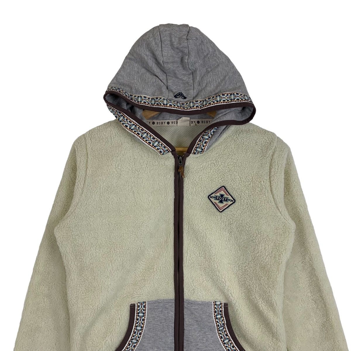 Vintage ROXY Surf Hawaiian Sportswear Fleece Hoodie Sweater Jacket Size M / US 6-8 / IT 42-44 - 5 Thumbnail