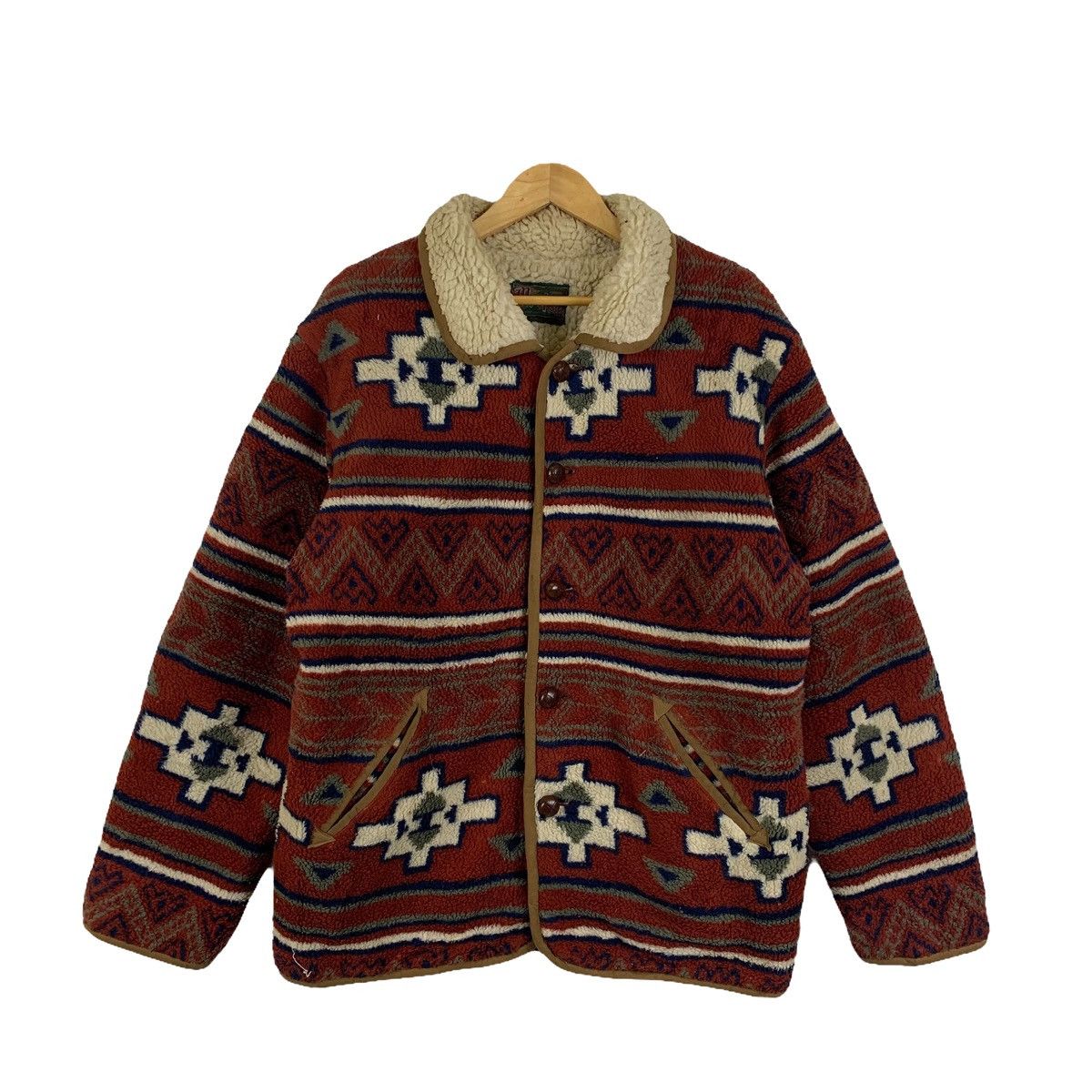 Vintage MIKE BIRNIES Aztec Navajo Design Fleece Sherpa Jacket Size US L / EU 52-54 / 3 - 1 Thumbnail