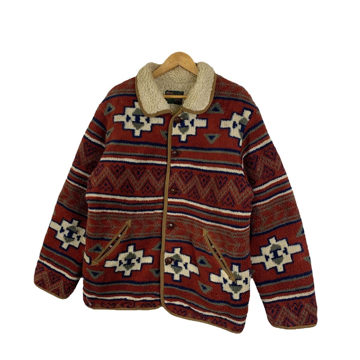 Vintage MIKE BIRNIES Aztec Navajo Design Fleece Sherpa Jacket Size US L / EU 52-54 / 3 - 4 Thumbnail