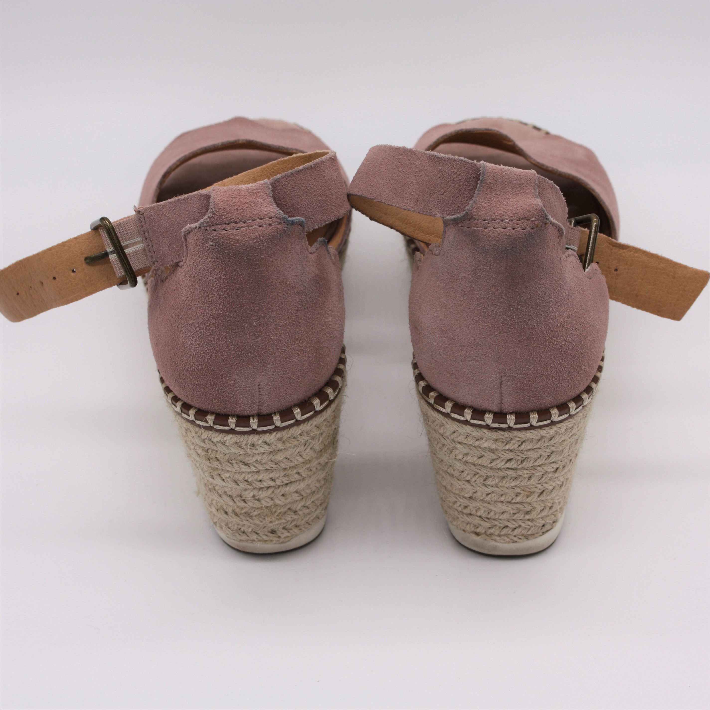 Crown Vintage Daffodil Espadrille Wedge Sandals Pink Suede