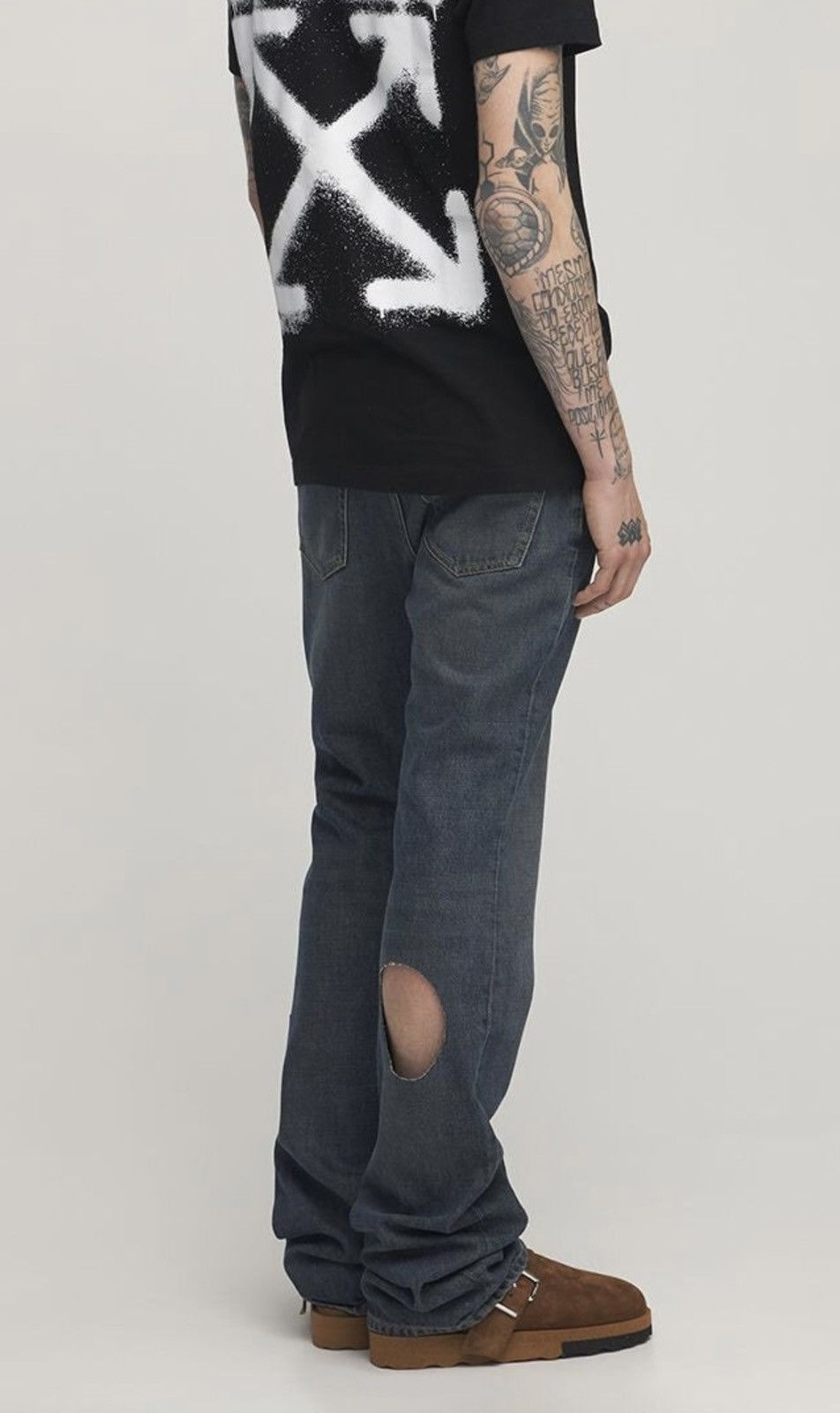 Off-White Off-White c/o Virgil Abloh SS21 Hand Off Stack Cutout Jeans Size US 36 / EU 52 - 2 Thumbnail