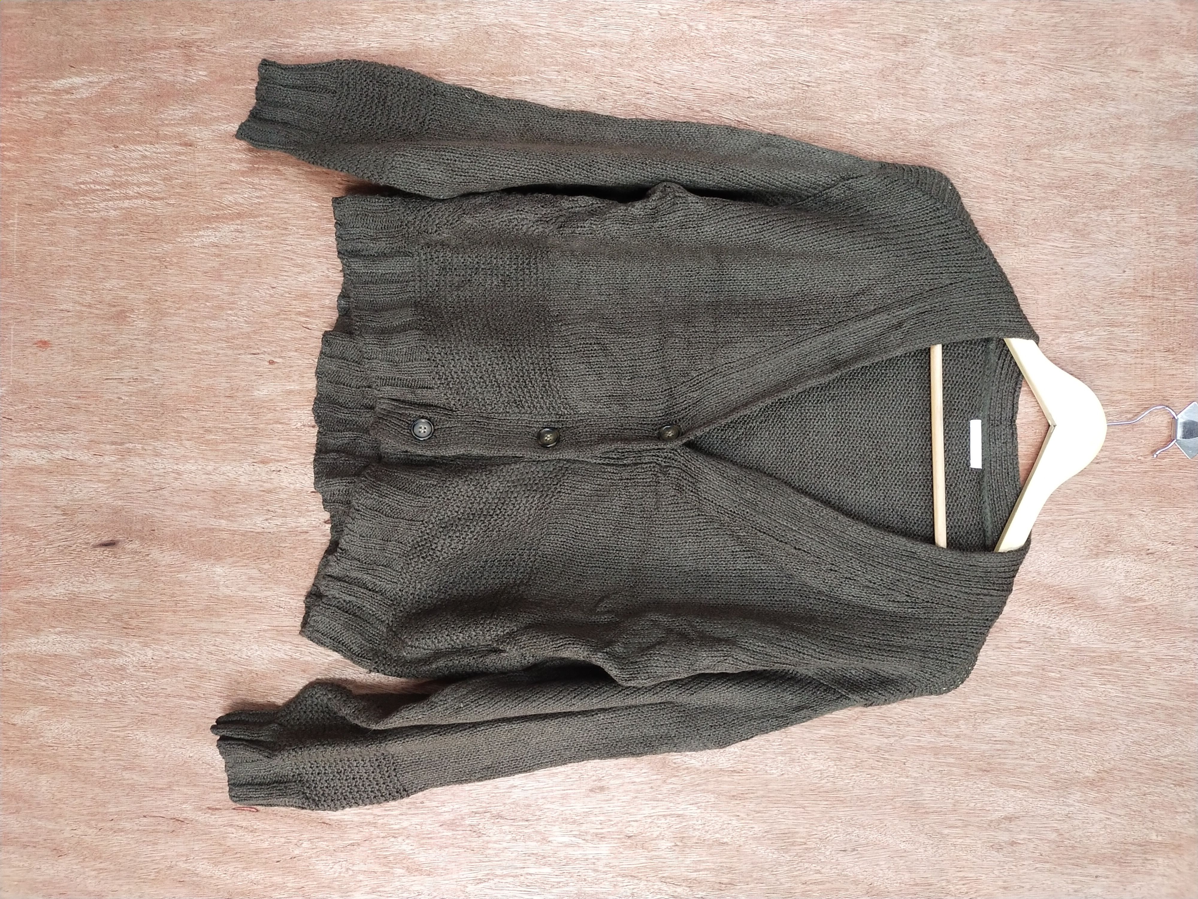 image of Gu Dark Brown Knitwear Cardigan Japan S159, Men's (Size Medium)