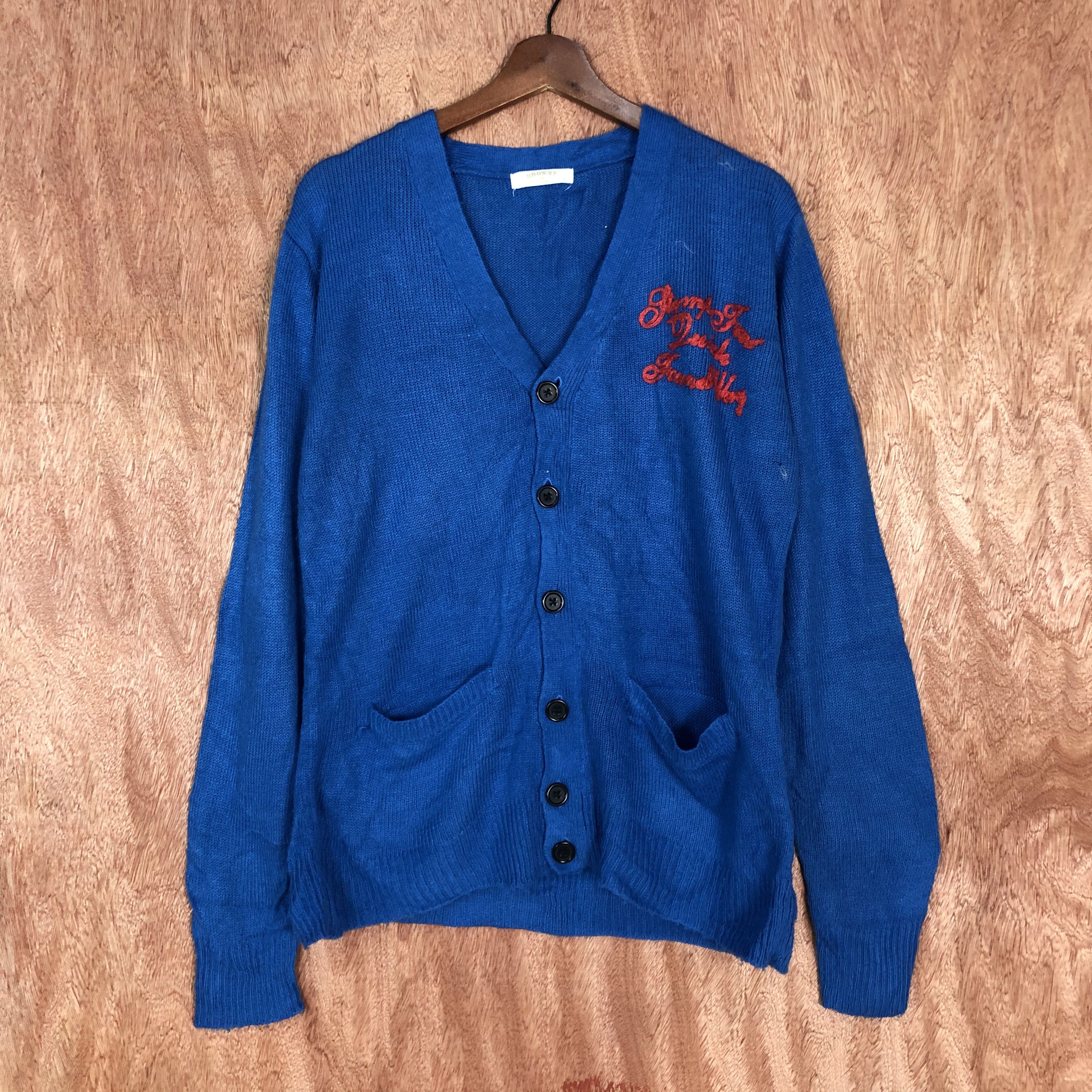 Japanese Brand Browny Blue japan knitwear Cardigan #6133 Size US M / EU 48-50 / 2 - 3 Thumbnail