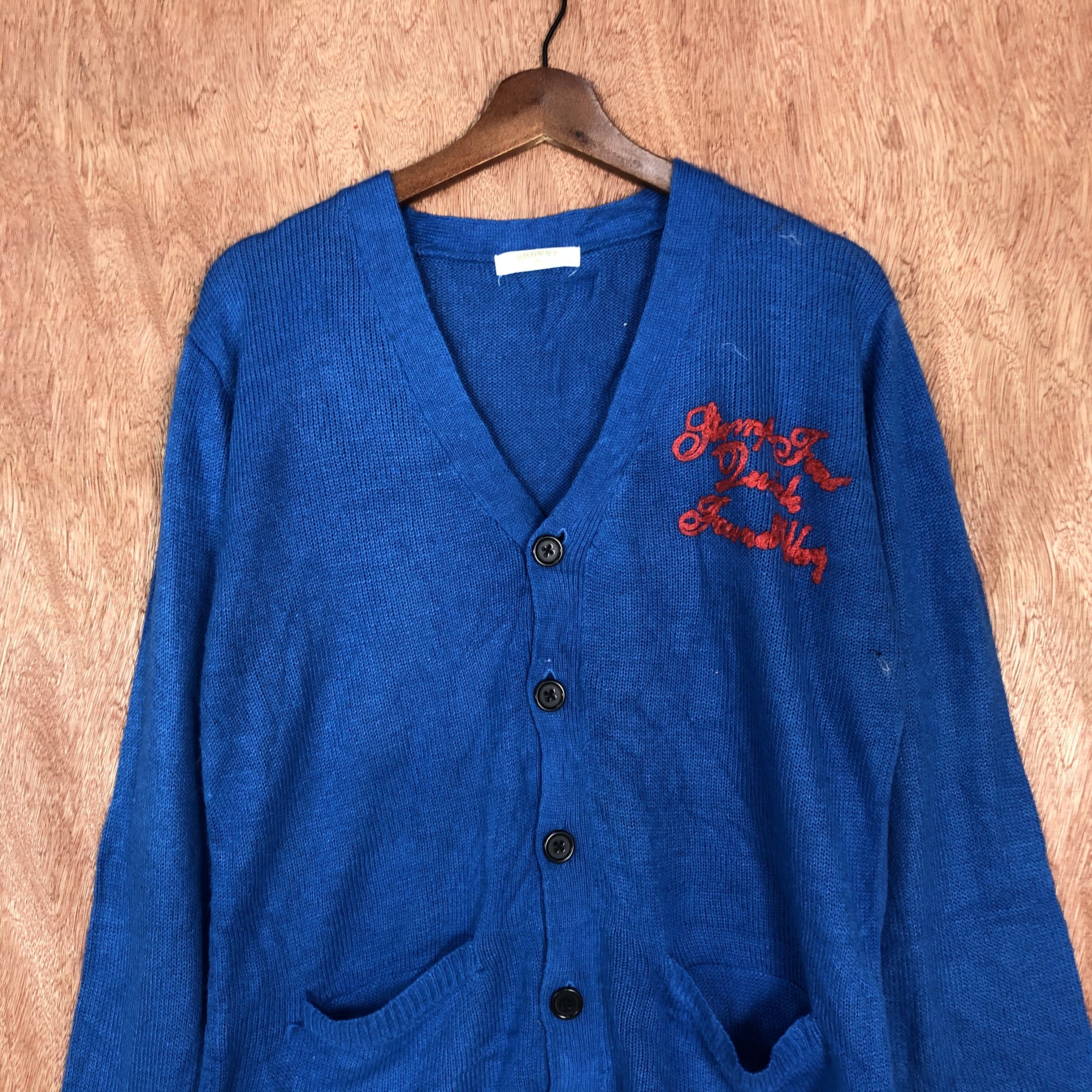 Japanese Brand Browny Blue japan knitwear Cardigan #6133 Size US M / EU 48-50 / 2 - 2 Thumbnail