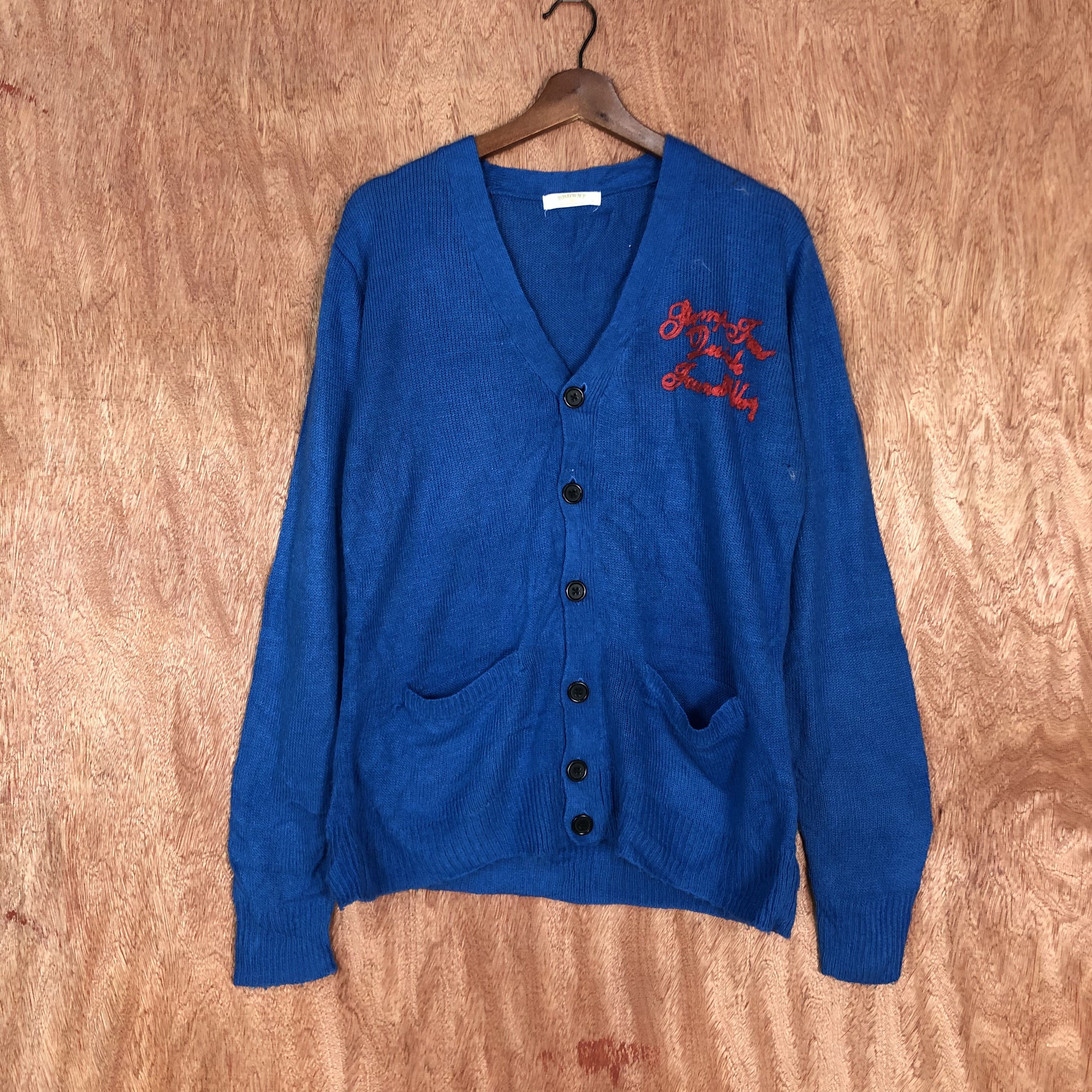 Japanese Brand Browny Blue japan knitwear Cardigan #6133 Size US M / EU 48-50 / 2 - 1 Thumbnail