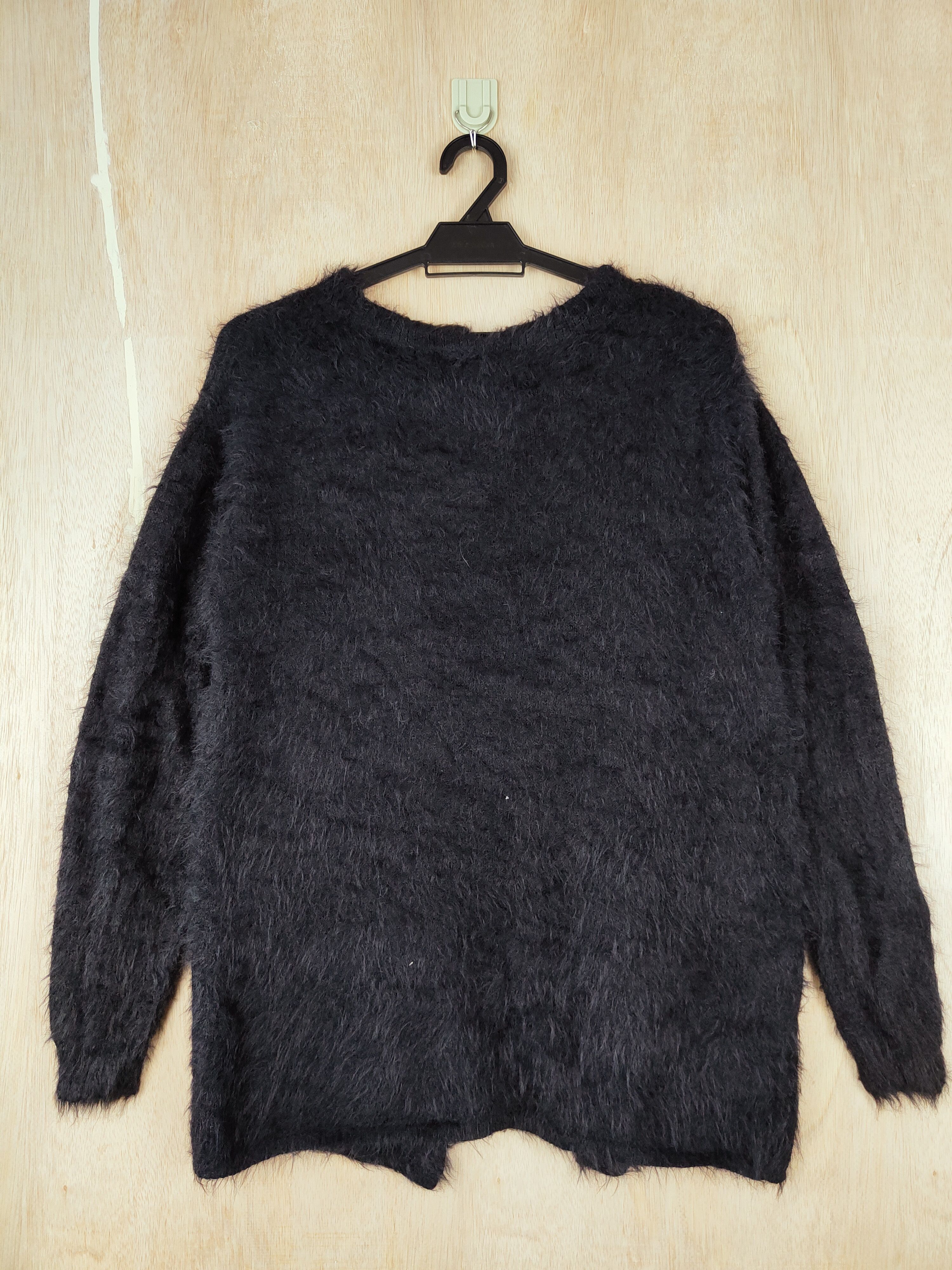 Japanese Brand Ray Cassin Favori Black Shag Shaggy Fur Mohair Knitwear#S259 Size US M / EU 48-50 / 2 - 7 Thumbnail