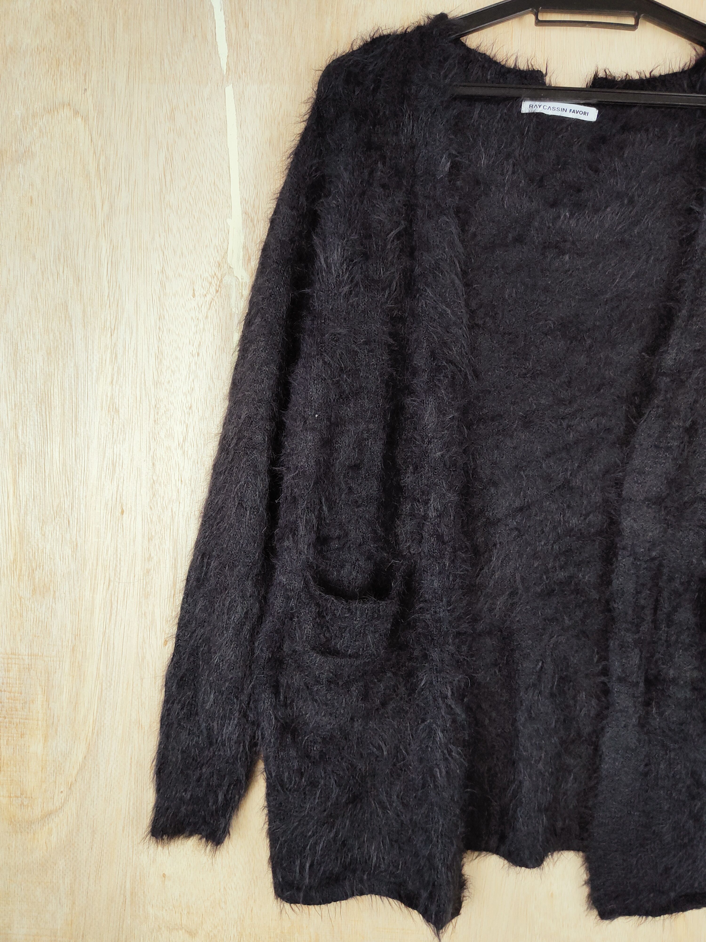 Japanese Brand Ray Cassin Favori Black Shag Shaggy Fur Mohair Knitwear#S259 Size US M / EU 48-50 / 2 - 5 Thumbnail