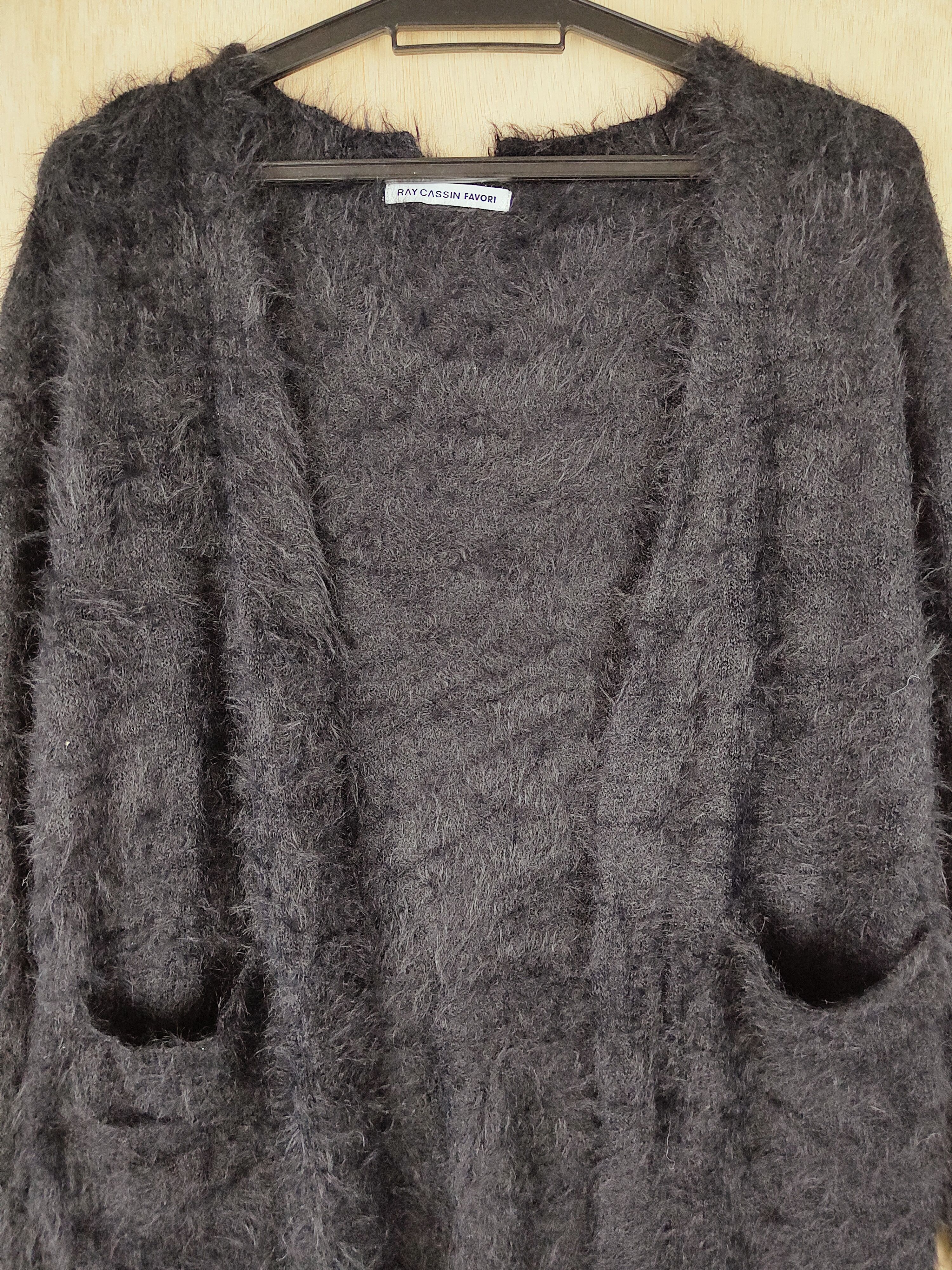 Japanese Brand Ray Cassin Favori Black Shag Shaggy Fur Mohair Knitwear#S259 Size US M / EU 48-50 / 2 - 2 Thumbnail