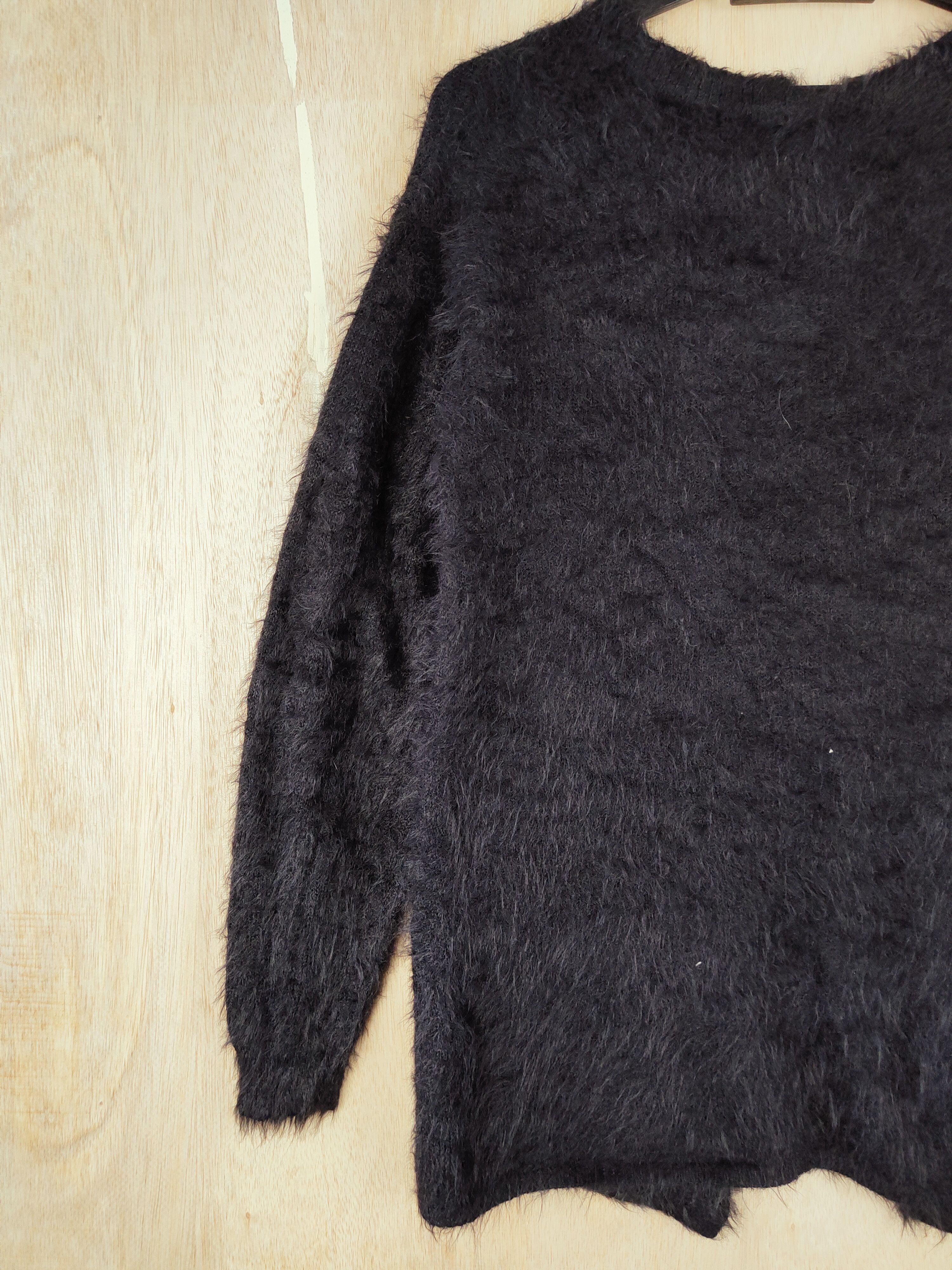 Japanese Brand Ray Cassin Favori Black Shag Shaggy Fur Mohair Knitwear#S259 Size US M / EU 48-50 / 2 - 8 Thumbnail