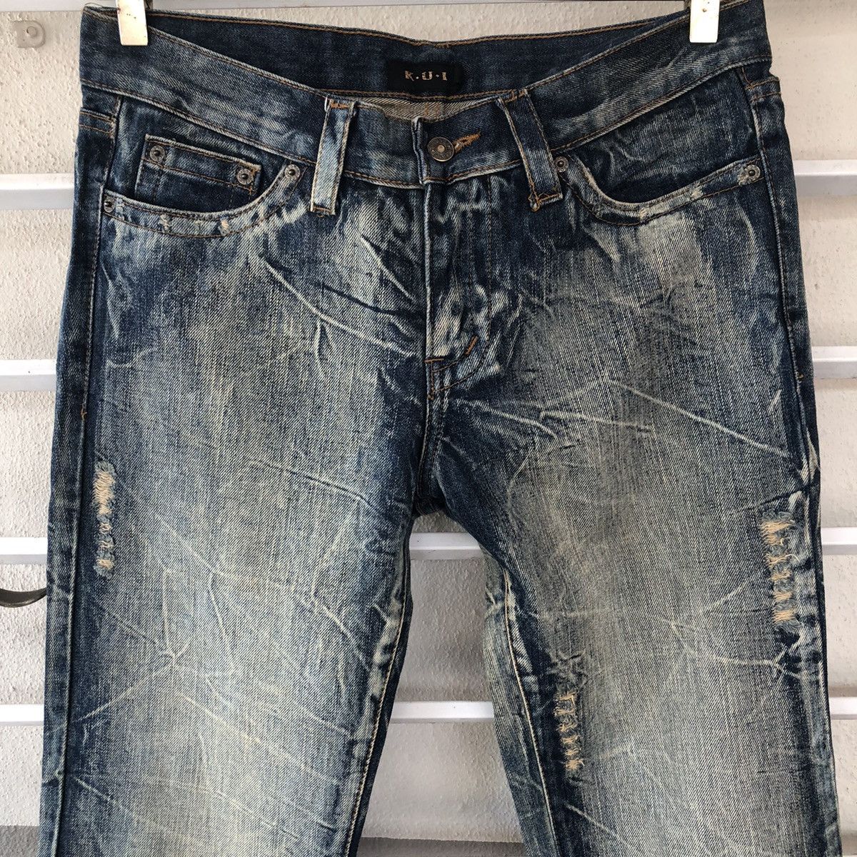 Japanese Brand KUI distressed flared denim bell bottom Size US 34 / EU 50 - 2 Thumbnail