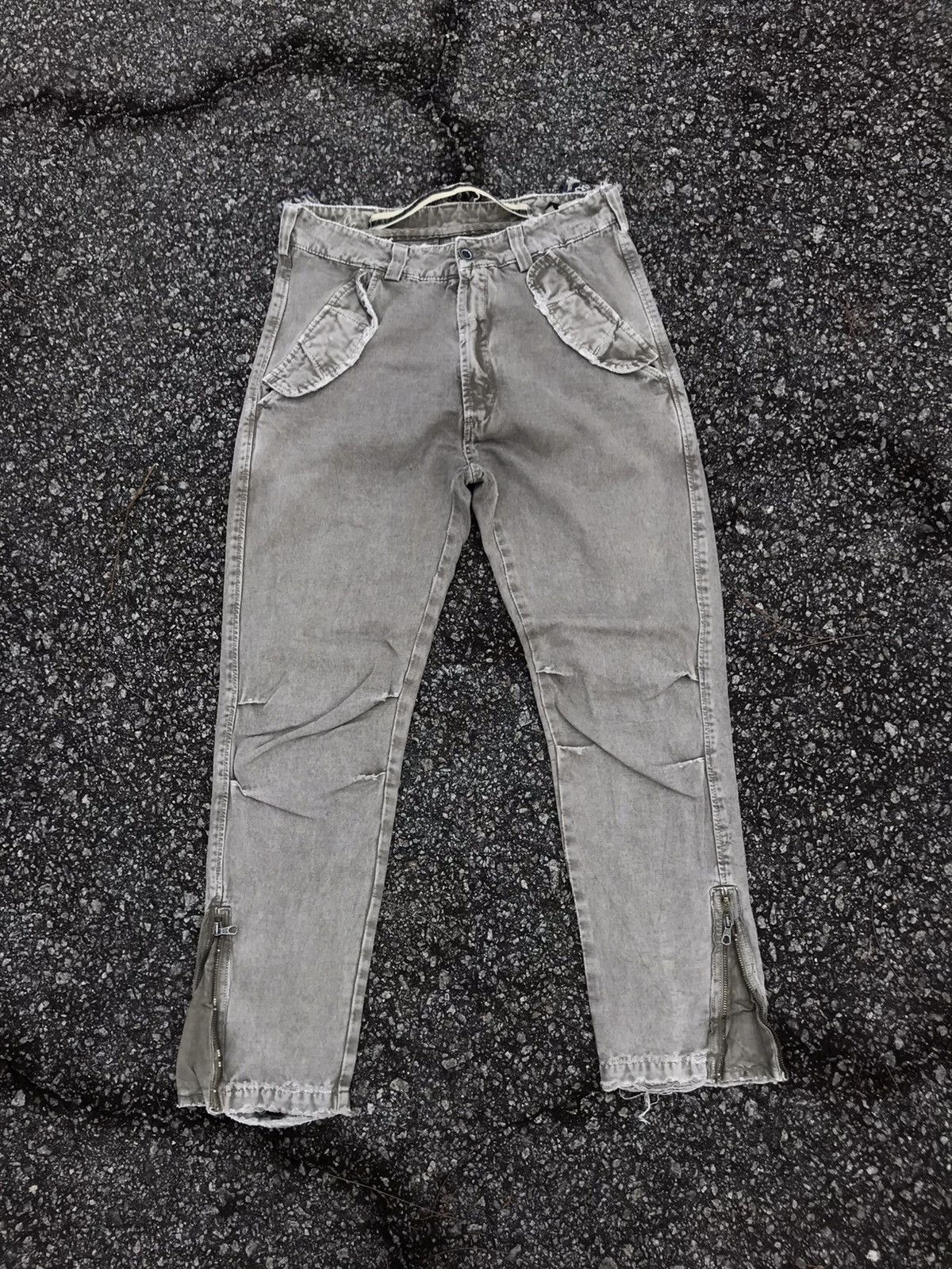 image of Distressed Denim x People Jeans Vintage Italian Designers (+) People Distressed Cargo Pants in Fade