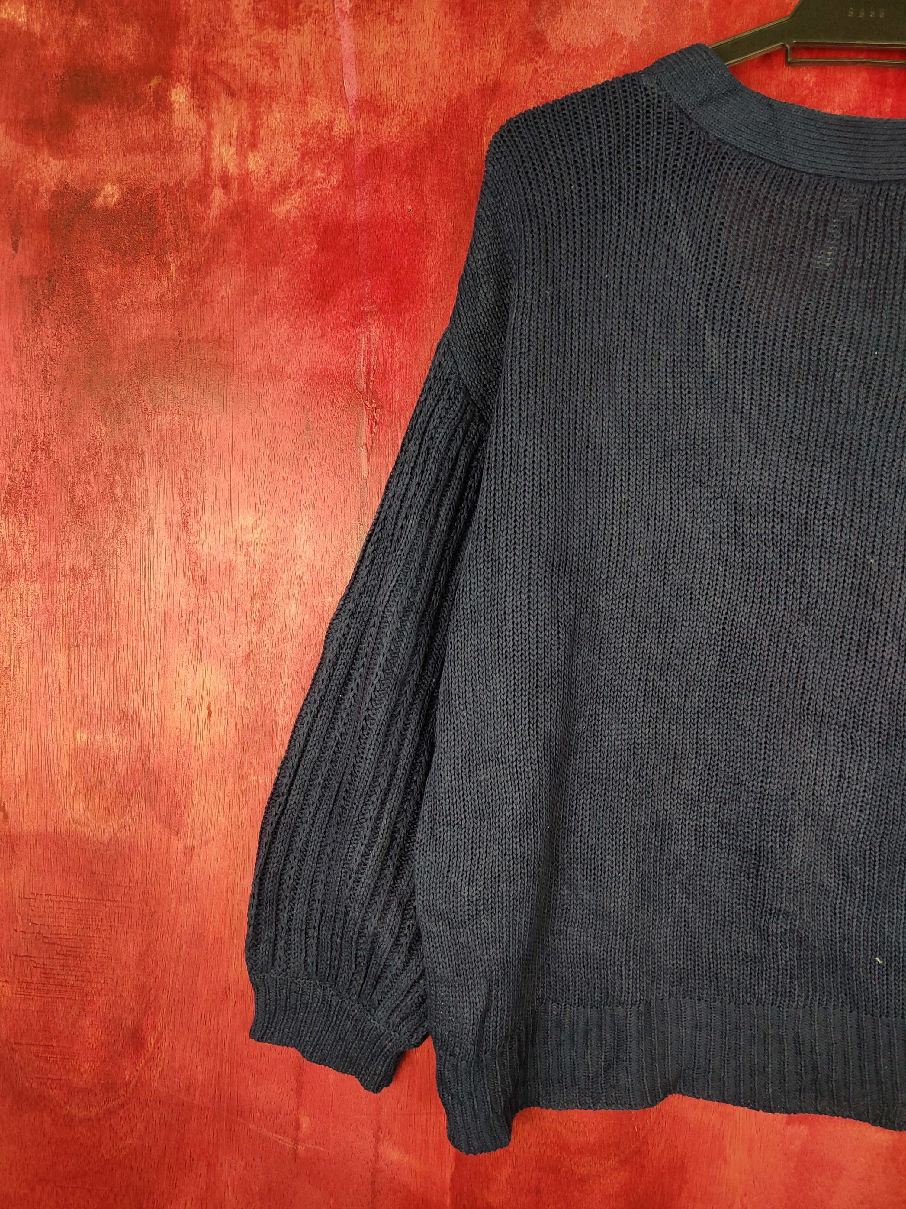 Homespun Knitwear × Japanese Brand Vanilla Studio Dark Blue Knitwear cardigan #5198 Size US XL / EU 56 / 4 - 6 Thumbnail