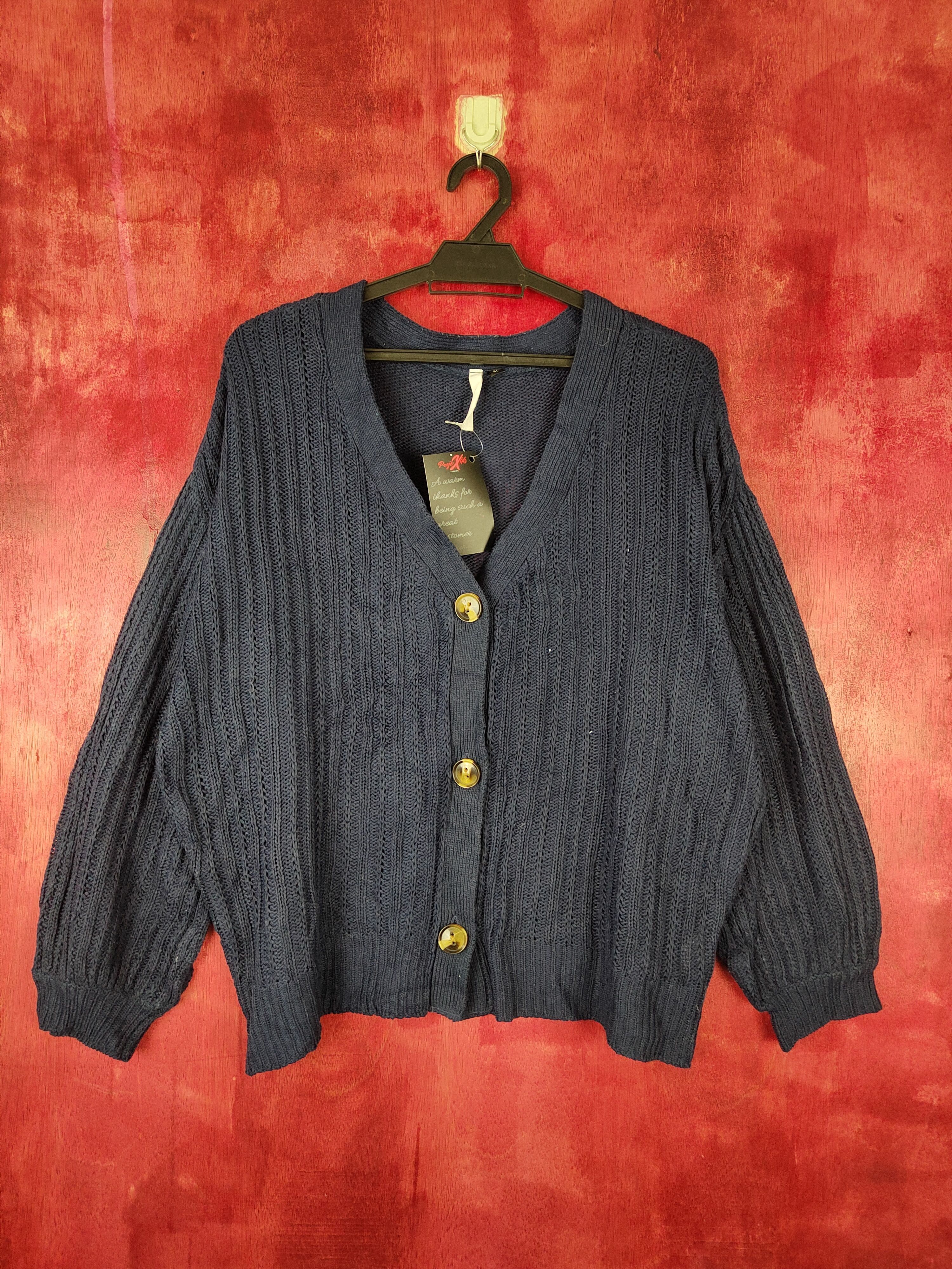 Homespun Knitwear × Japanese Brand Vanilla Studio Dark Blue Knitwear cardigan #5198 Size US XL / EU 56 / 4 - 1 Thumbnail