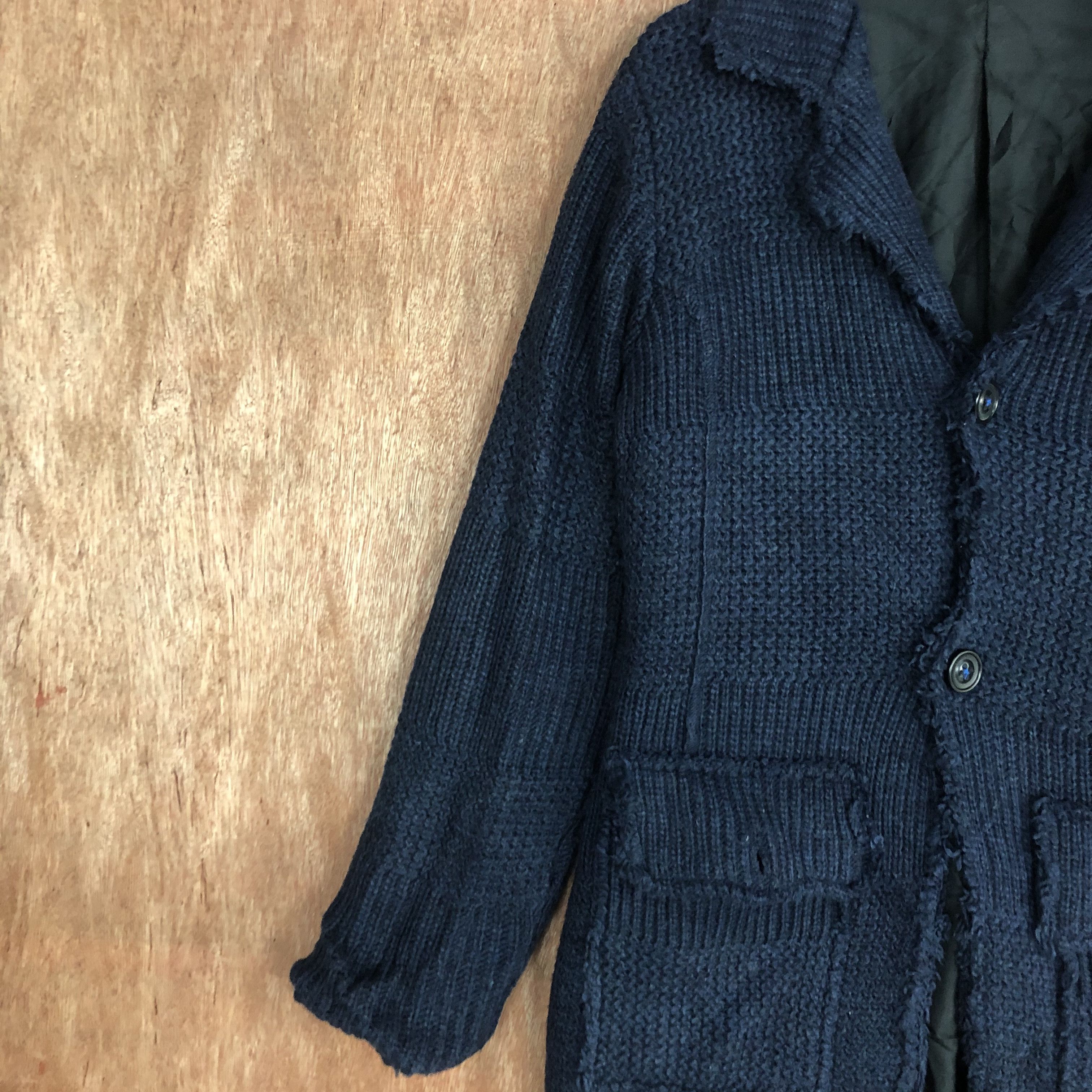 Vintage DLL Japan Brand Dark Blue distressed Knitwear cardigan #c527 Size US M / EU 48-50 / 2 - 6 Thumbnail