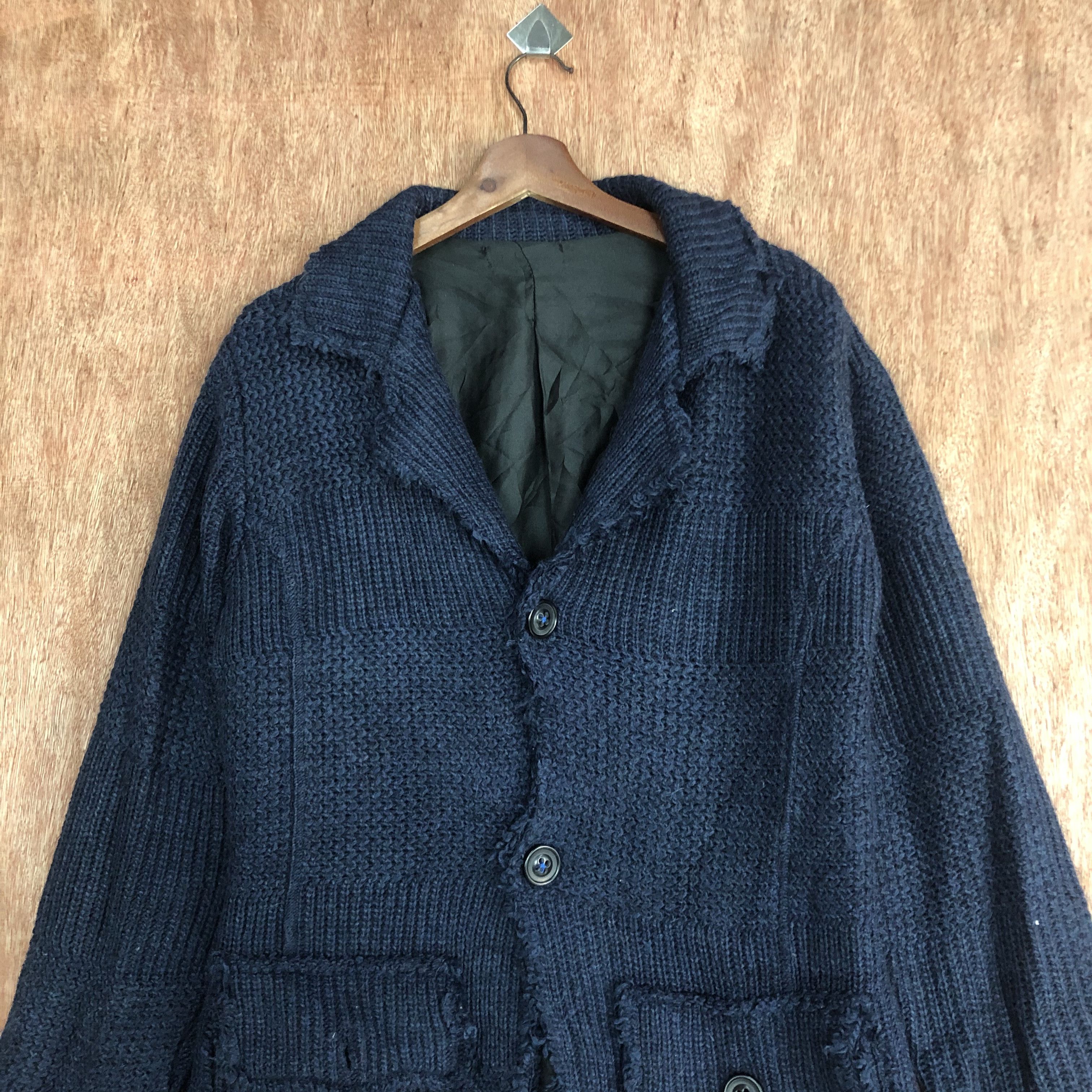 Vintage DLL Japan Brand Dark Blue distressed Knitwear cardigan #c527 Size US M / EU 48-50 / 2 - 2 Thumbnail