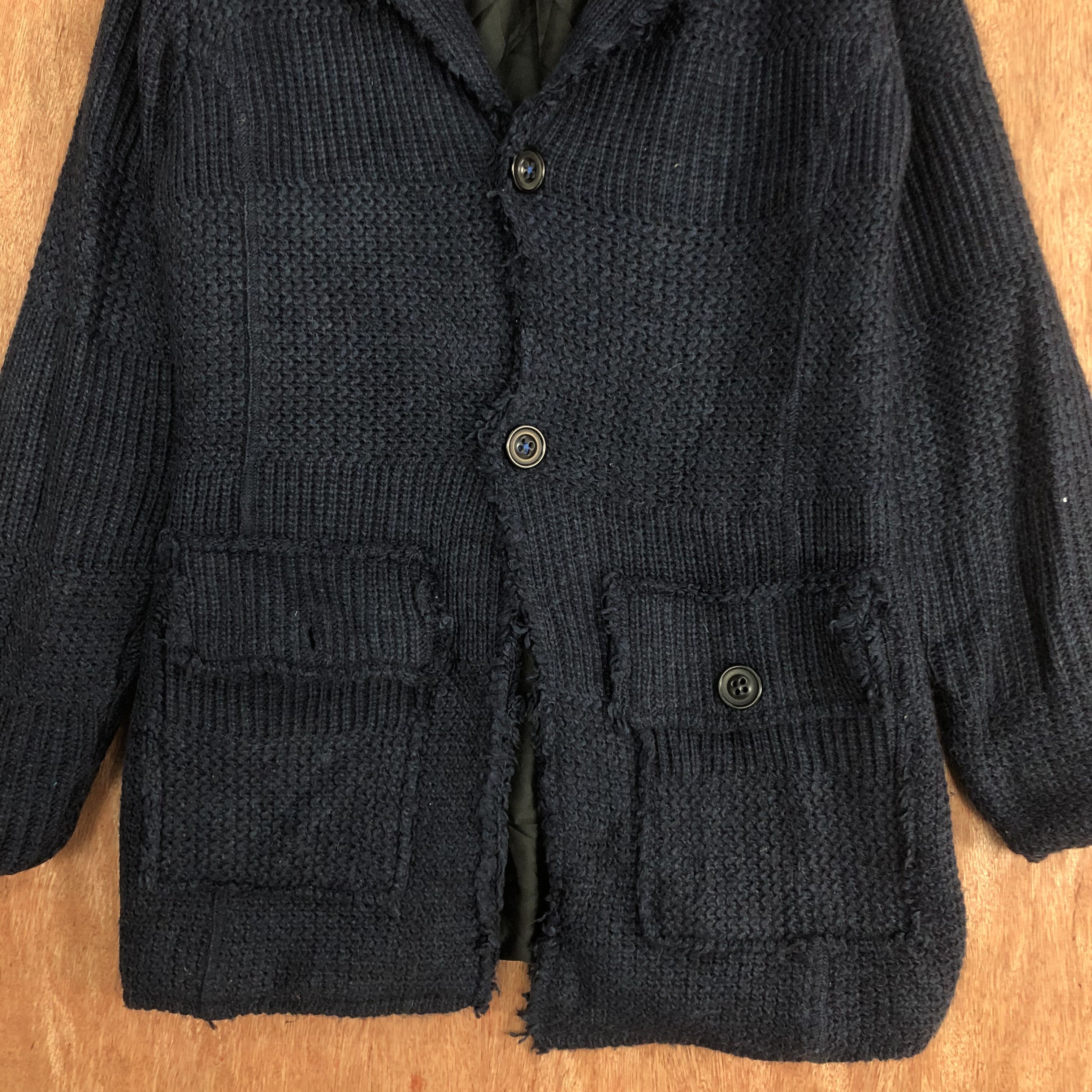 Vintage DLL Japan Brand Dark Blue distressed Knitwear cardigan #c527 Size US M / EU 48-50 / 2 - 7 Thumbnail