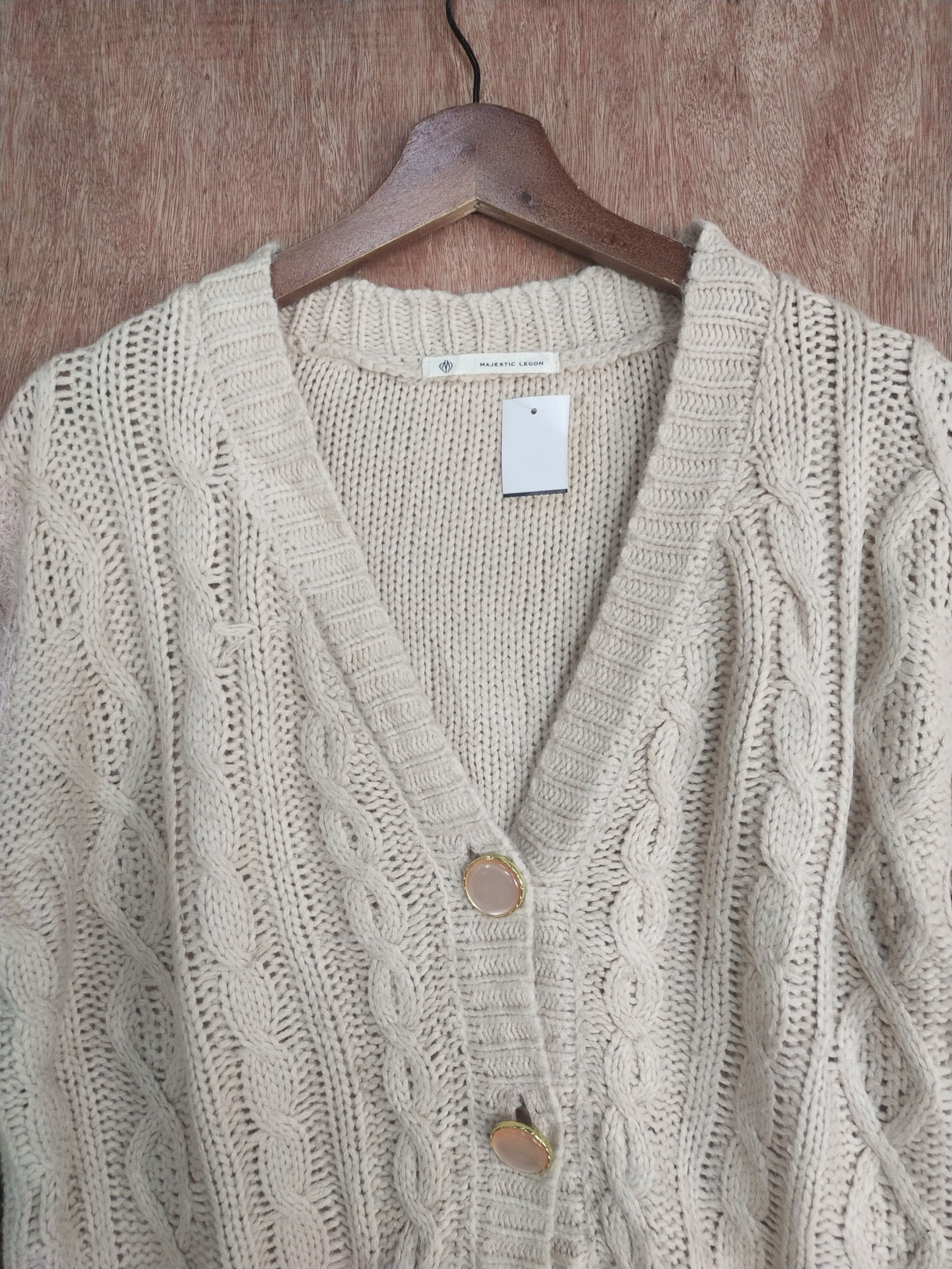 Japanese Brand Majestic Legon cream cardigan knitwear #S009 Size US L / EU 52-54 / 3 - 2 Thumbnail