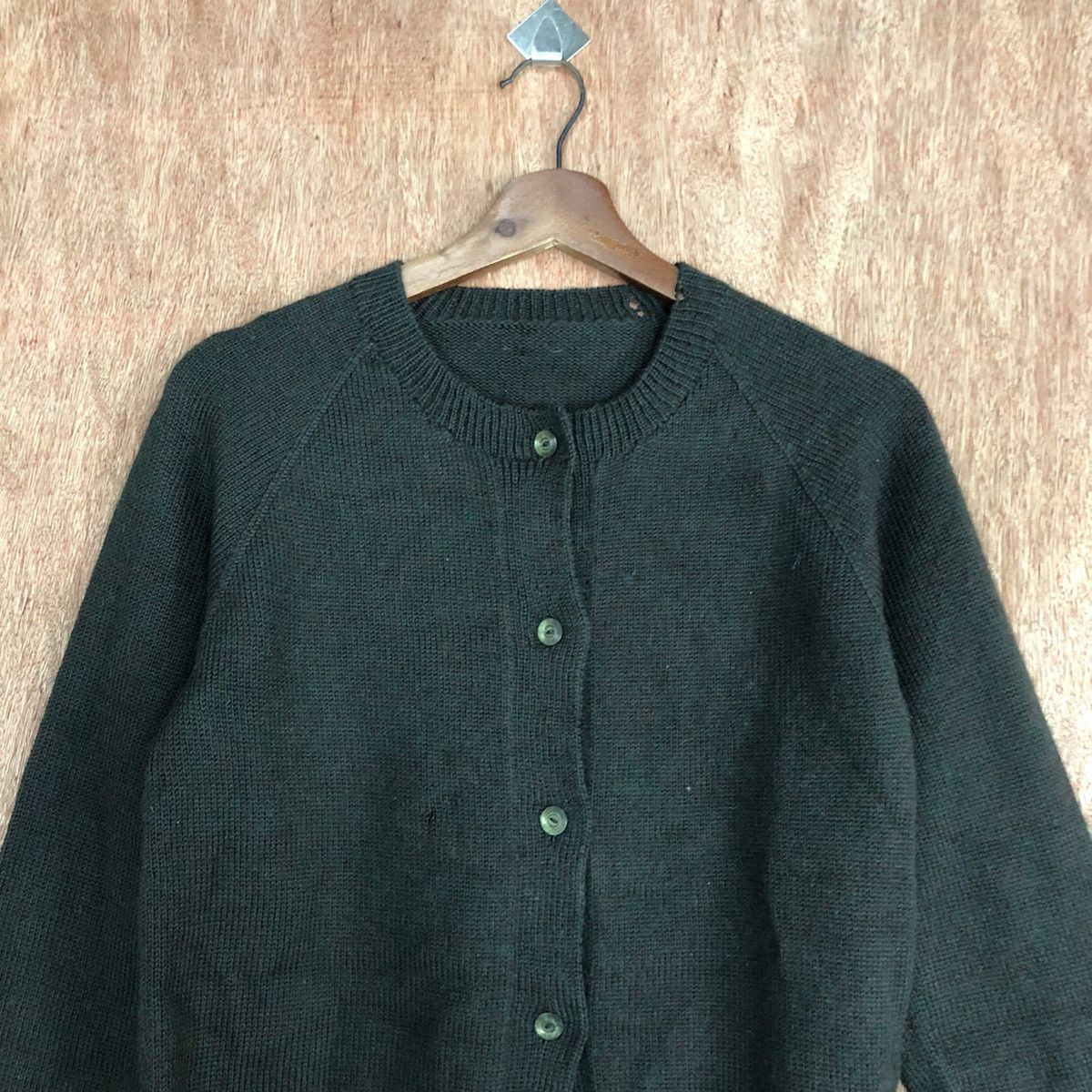 Japanese Brand Japan Brand Green distressed Cardigan #6039 Size US S / EU 44-46 / 1 - 2 Thumbnail