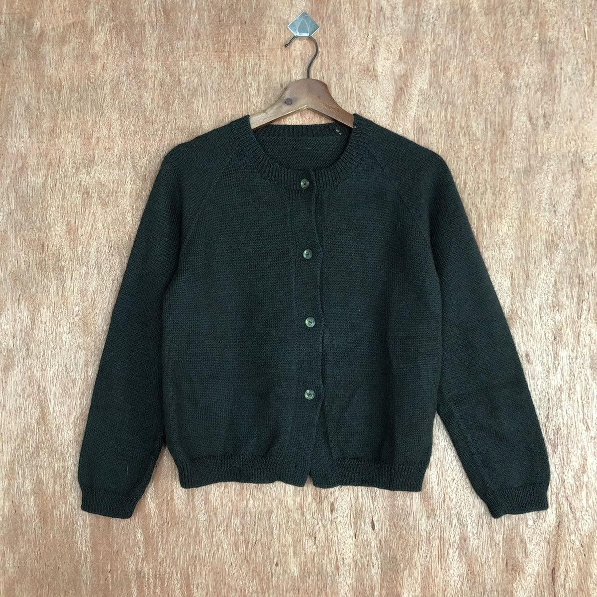 image of Japan Brand Green Distressed Cardigan 6039, Men's (Size Small)