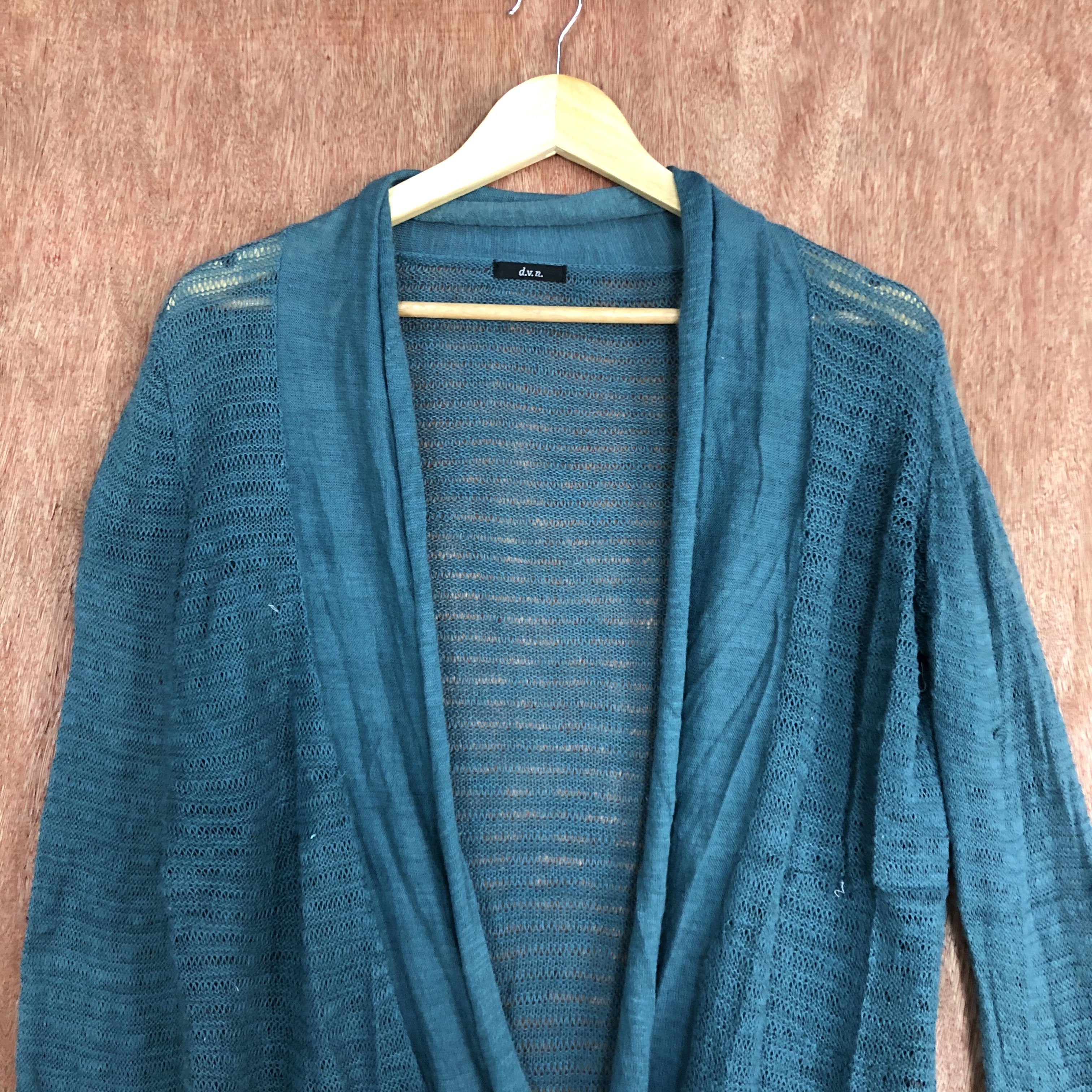Homespun Knitwear DLL DVN Green Cardigan knitwear crochet #c574 Size US L / EU 52-54 / 3 - 9 Thumbnail