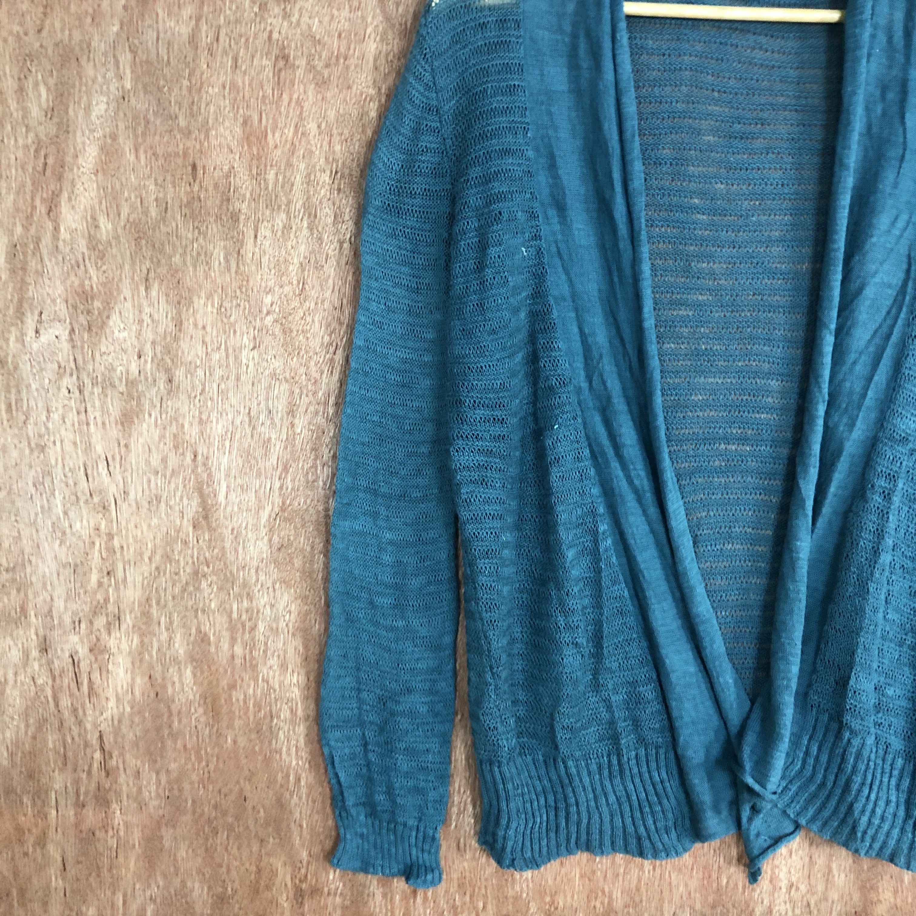 Homespun Knitwear DLL DVN Green Cardigan knitwear crochet #c574 Size US L / EU 52-54 / 3 - 7 Thumbnail