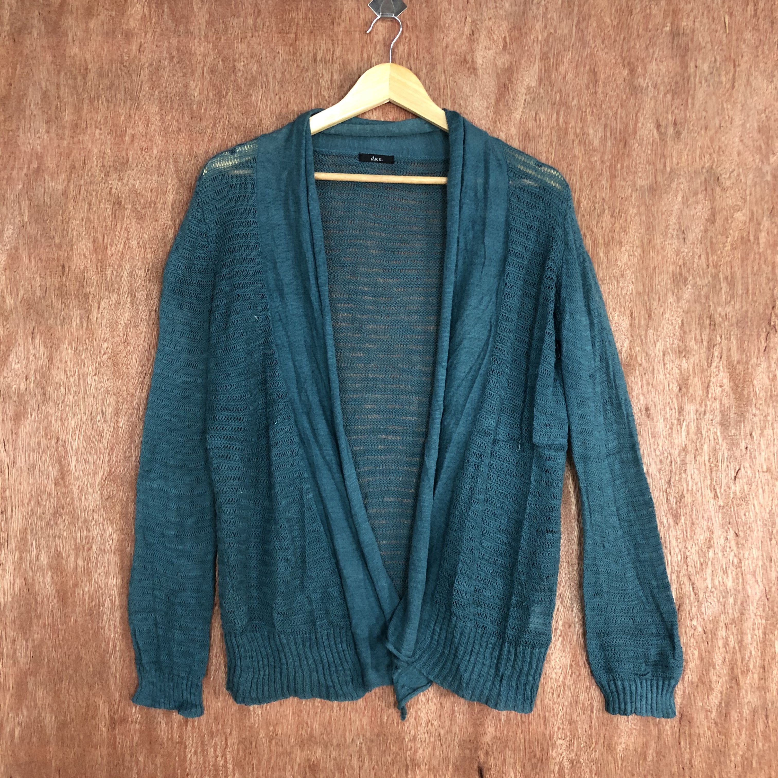 Homespun Knitwear DLL DVN Green Cardigan knitwear crochet #c574 Size US L / EU 52-54 / 3 - 1 Thumbnail