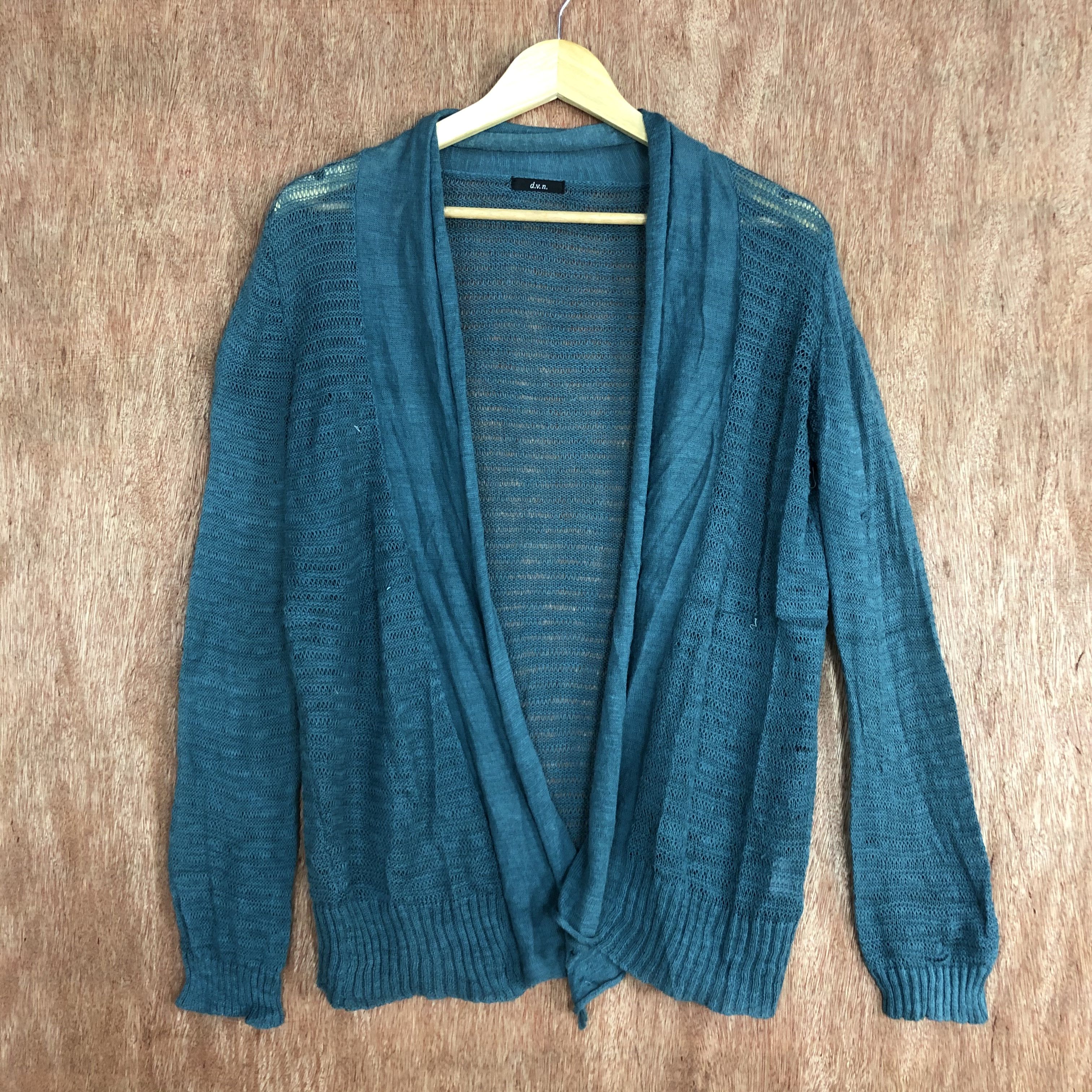 Homespun Knitwear DLL DVN Green Cardigan knitwear crochet #c574 Size US L / EU 52-54 / 3 - 3 Thumbnail