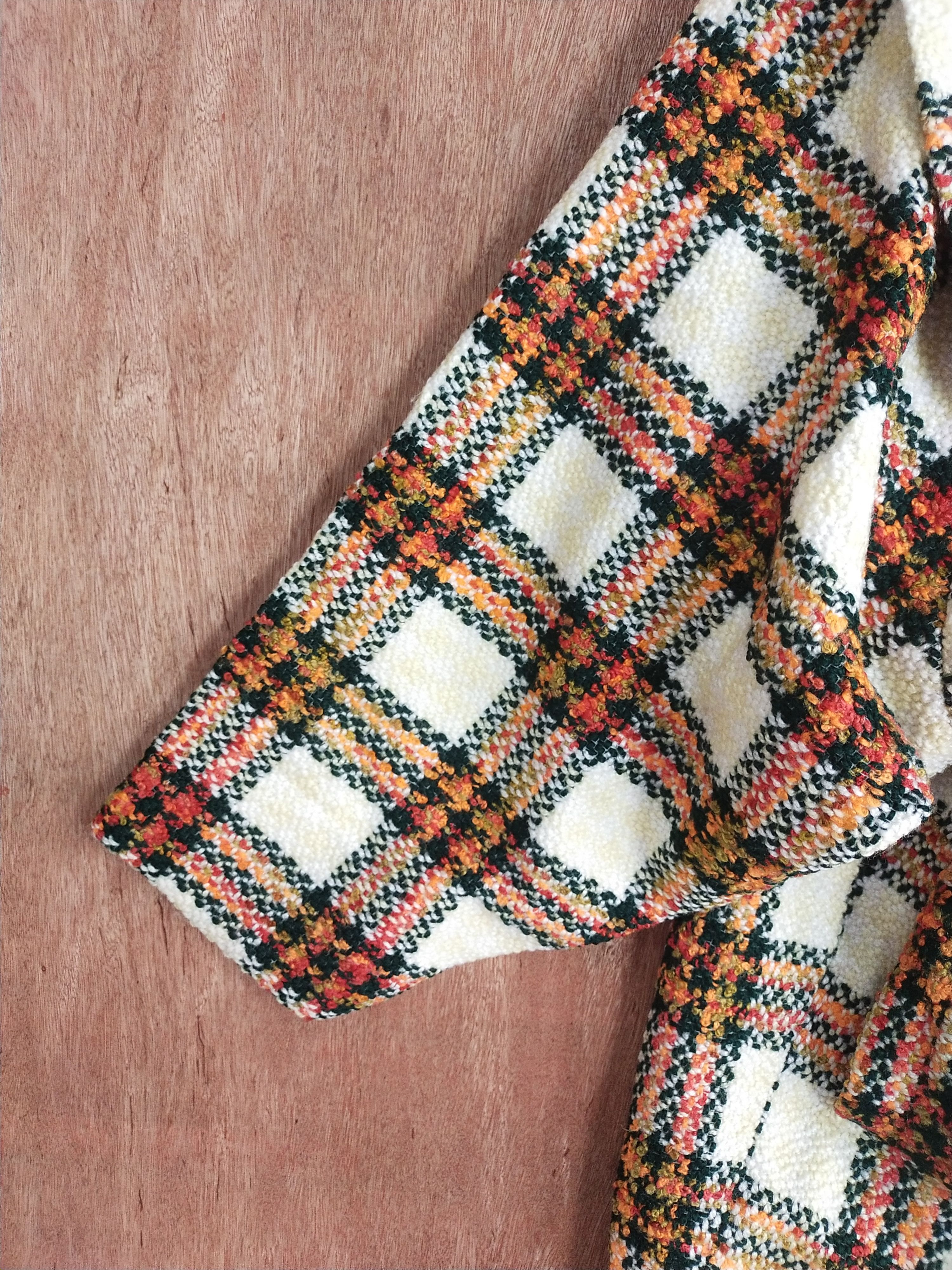 Homespun Knitwear × Japanese Brand Japan Cream/orange checkered knitwear cardigan #S075 Size US L / EU 52-54 / 3 - 4 Thumbnail